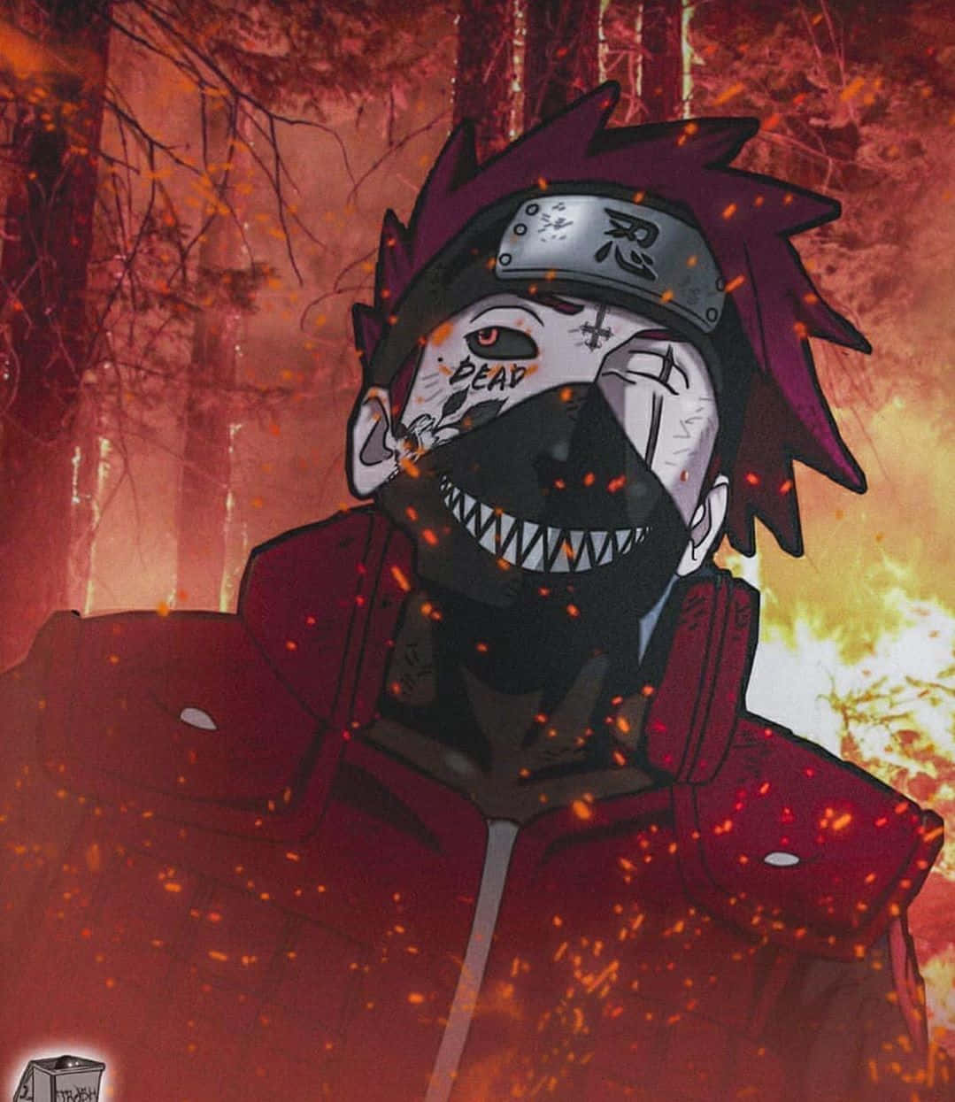 Obito Wearing Trash Gang Mask Background