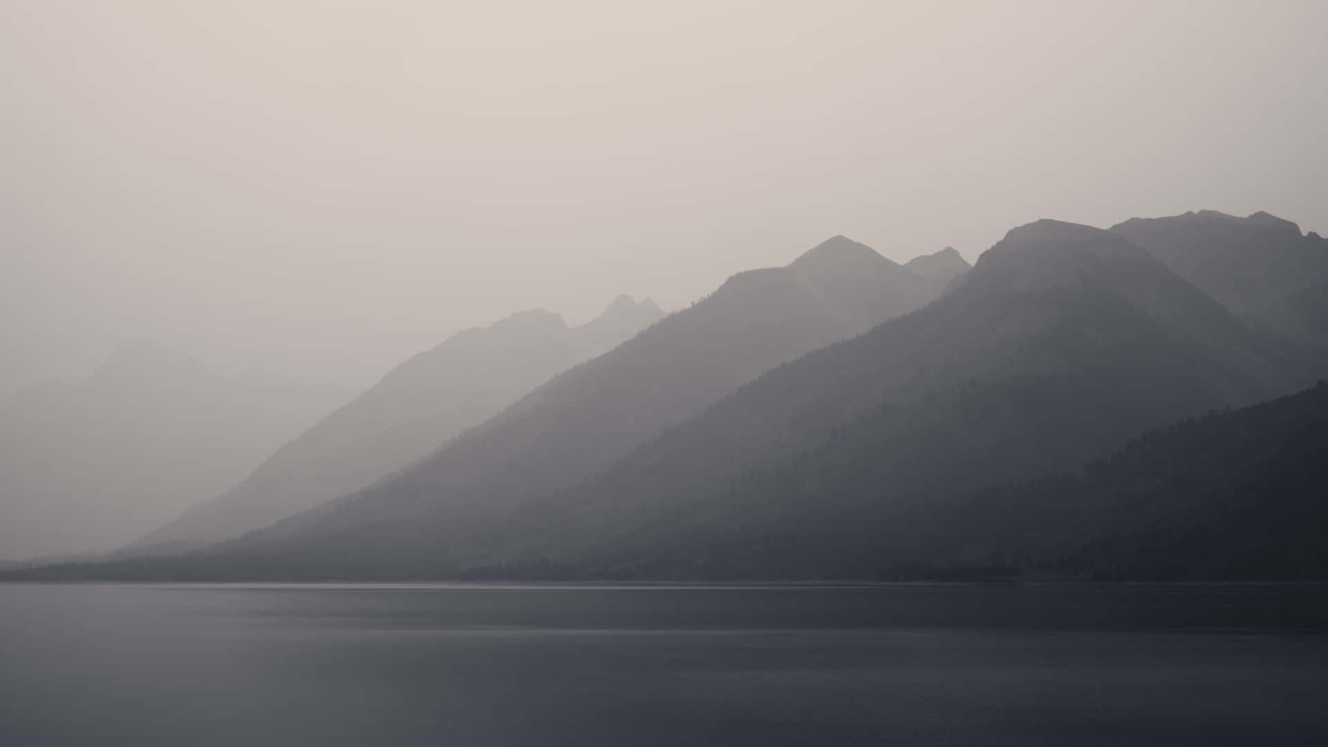 Obscure Foggy Mountains And Lake Background