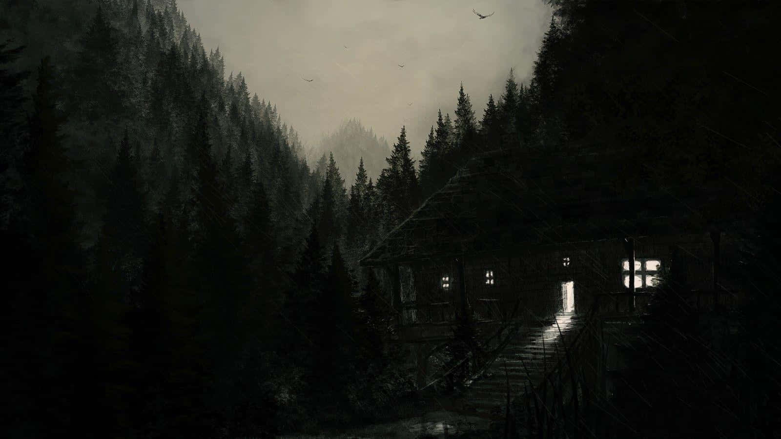 Obscure House In Dark Forest