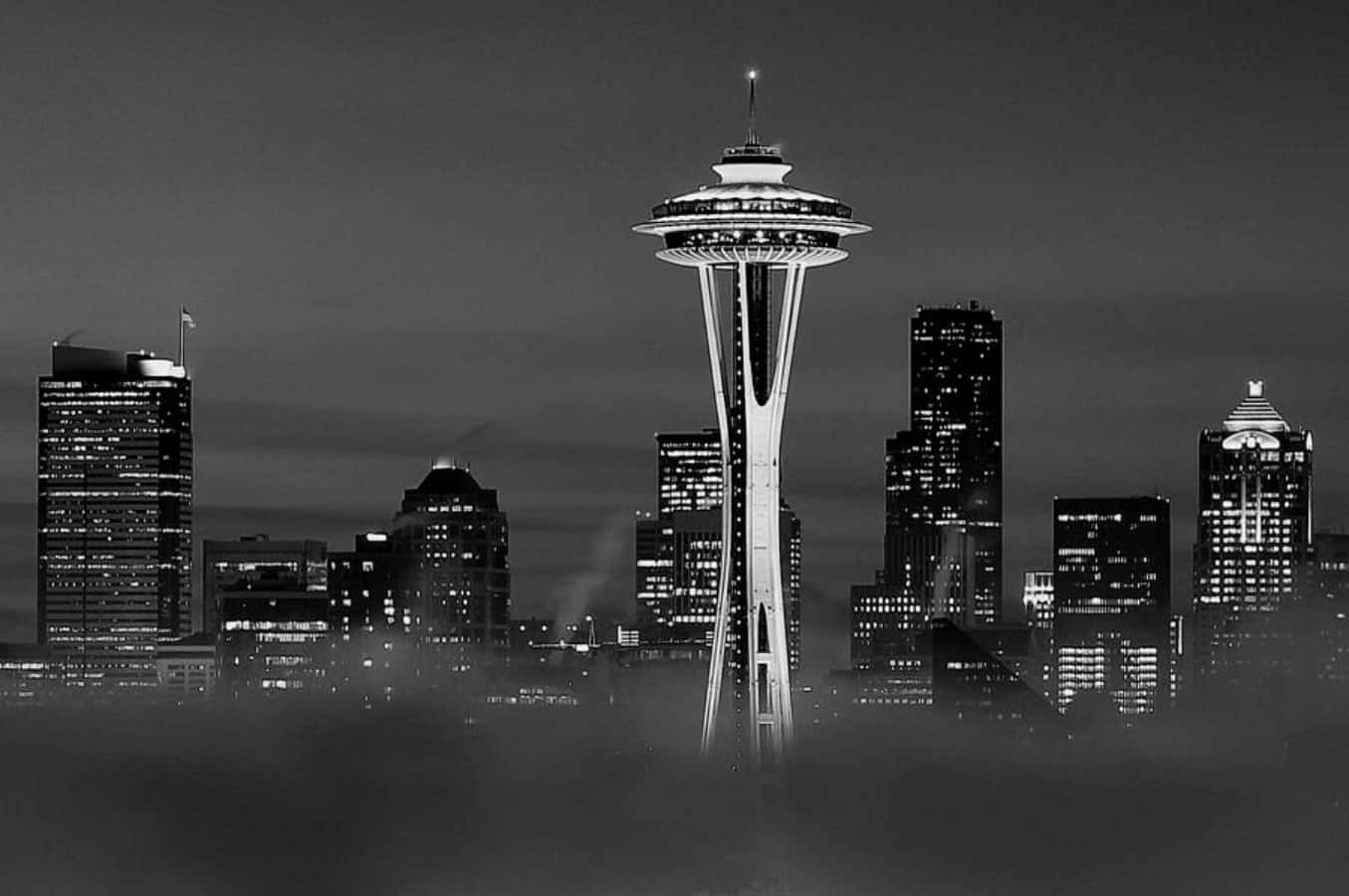 Observatory Tower In Seattle Black And White Background