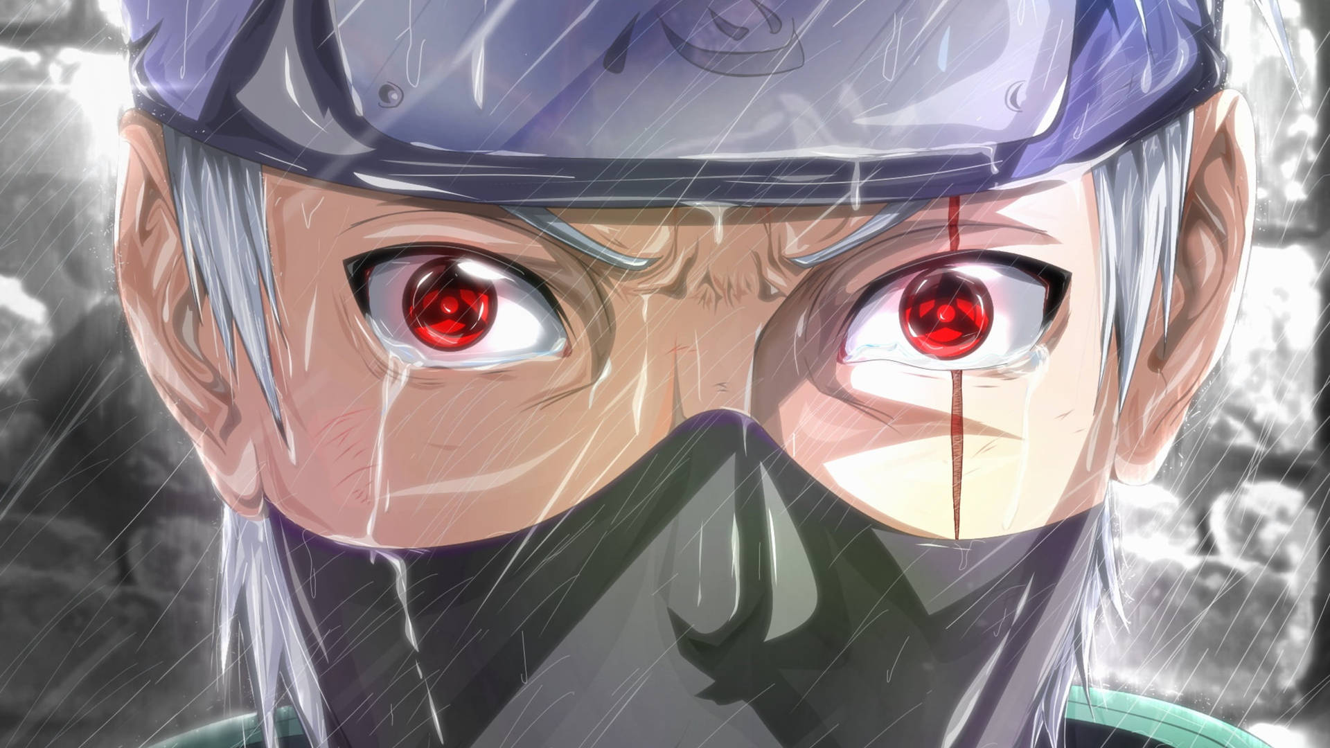 Observe The Power Of Sharingan In The Rain Background