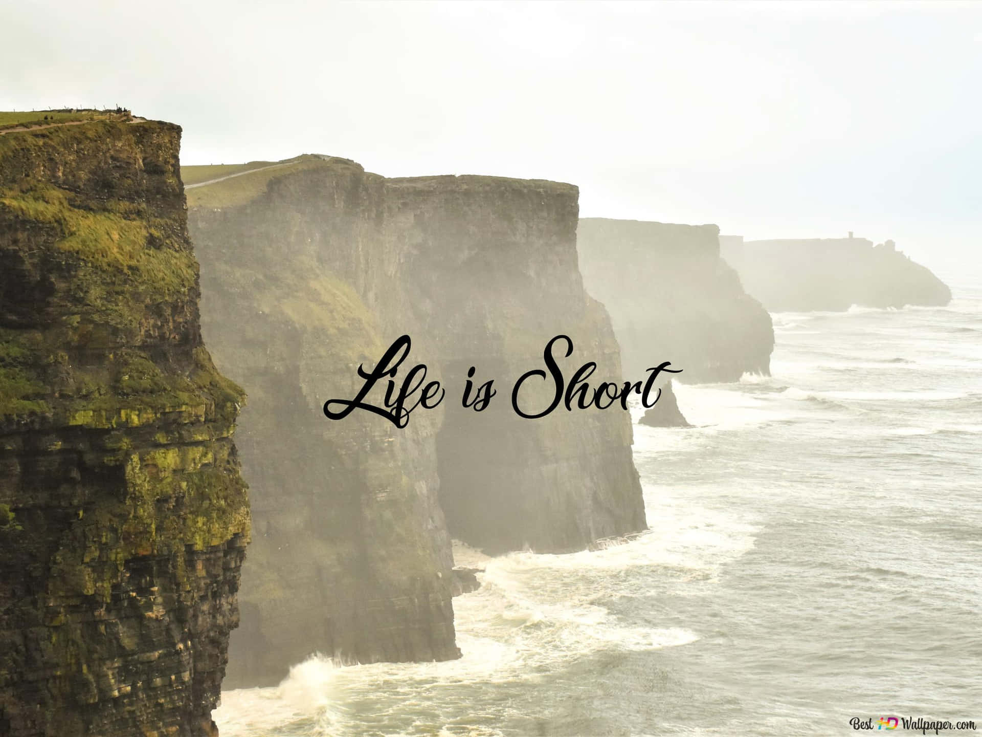Ocean Cliff Quote Graphics About Brief Life Background