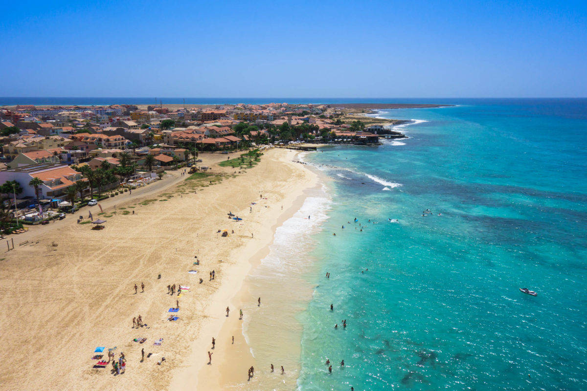 Ocean Green Beach In Cape Verde Background