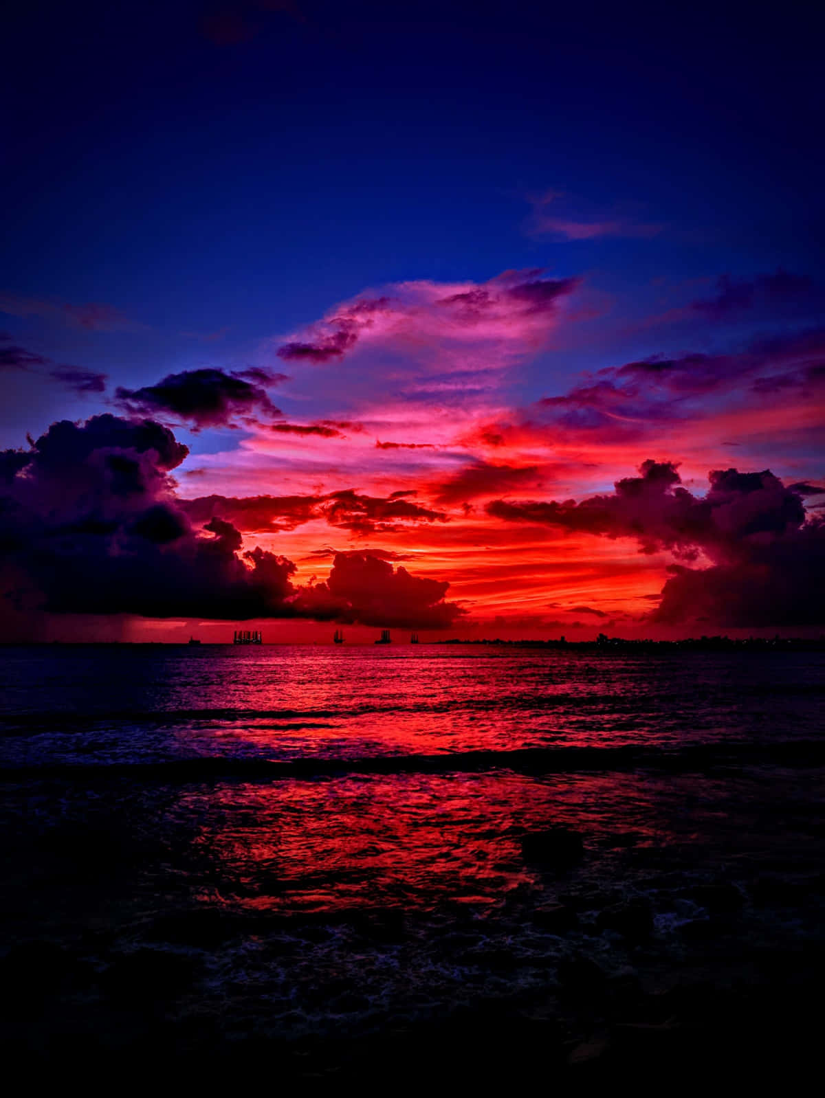 Ocean Neon Sunset Colorful 4k Phone