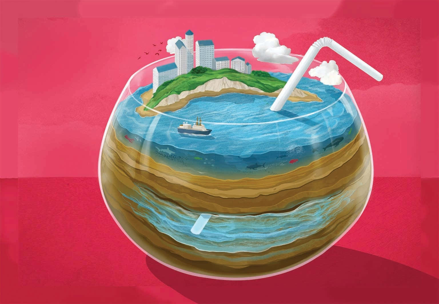Ocean Pollution Concept Art Background