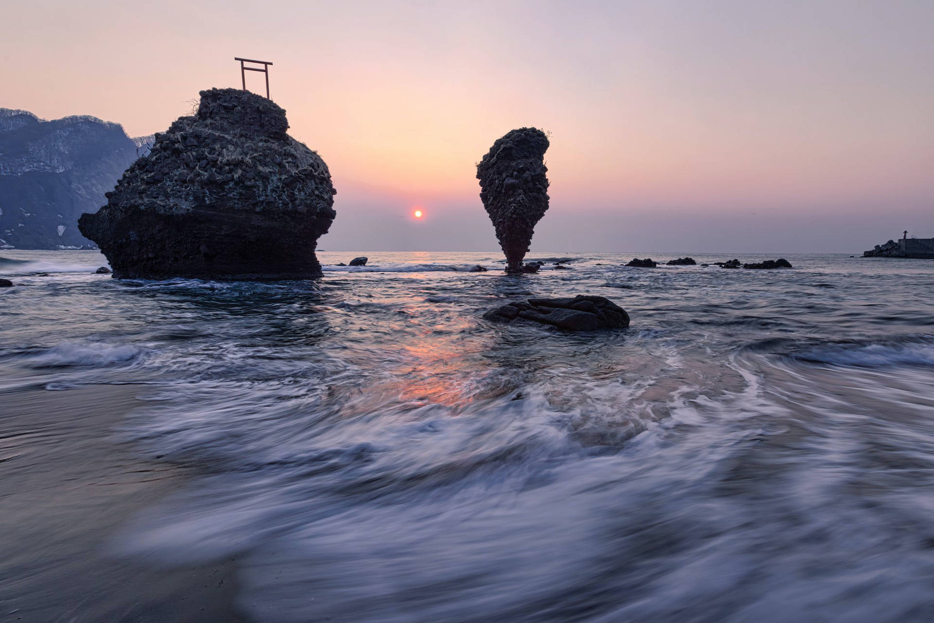 Ocean Rocks Landscapes Background