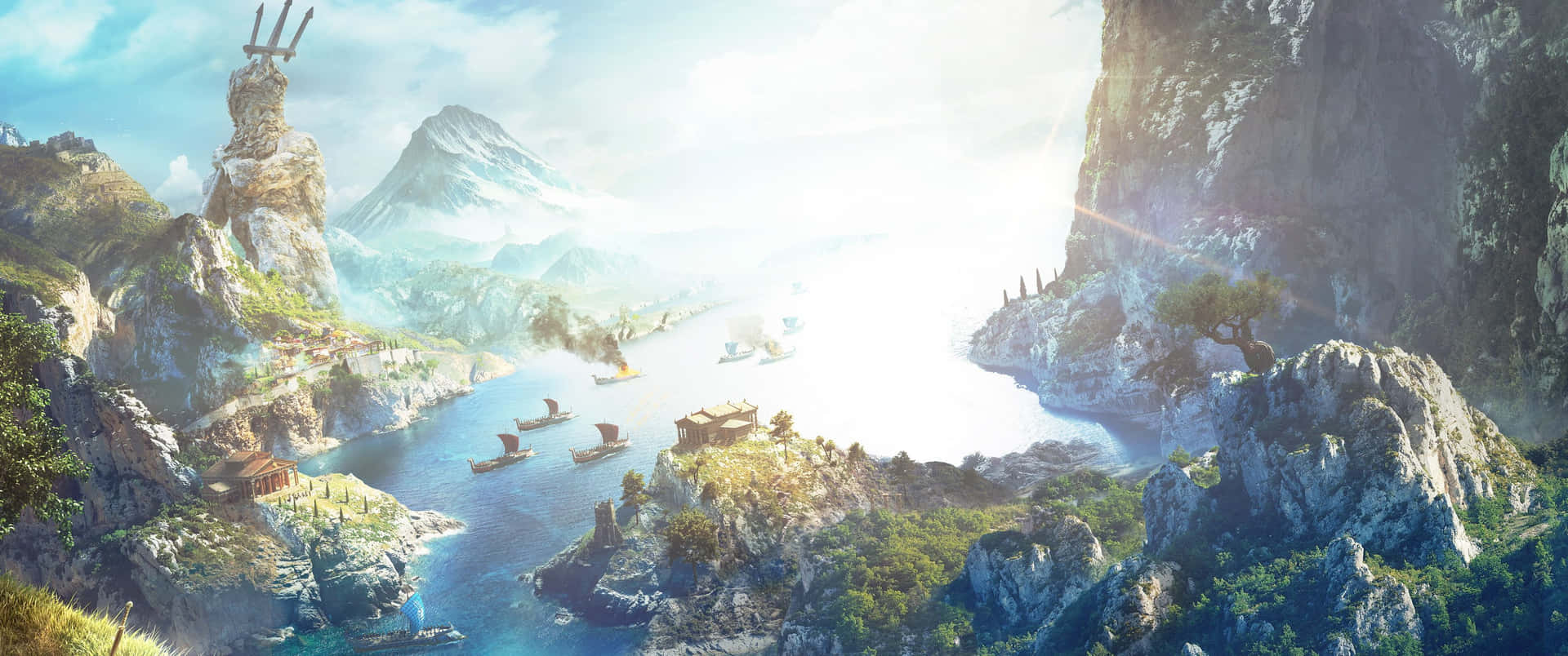 Ocean Scenery Assassin's Creed Odyssey Ultra Wide Gaming Background