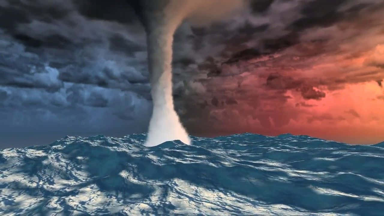 Ocean Storm And Tornado Background