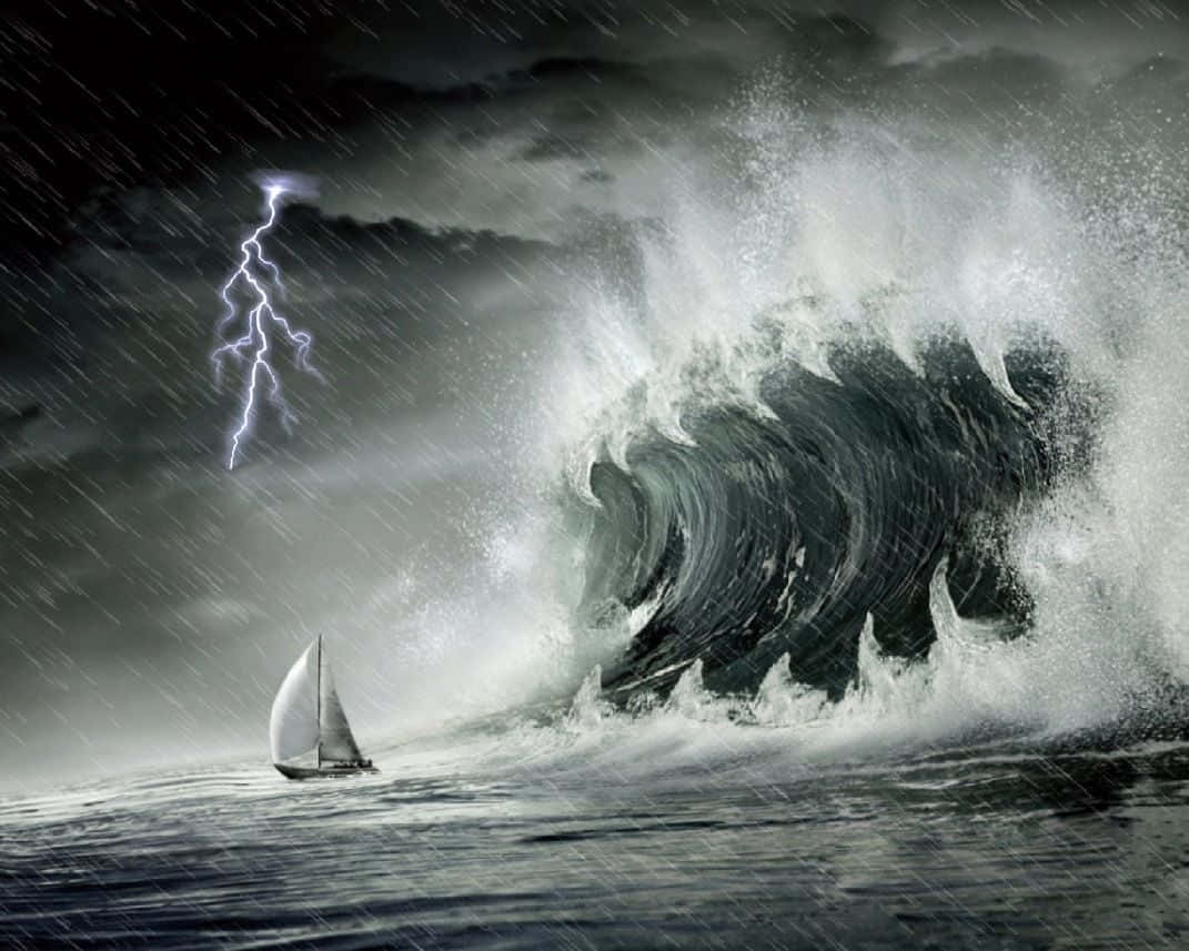 Ocean Storm Digital Piece Background