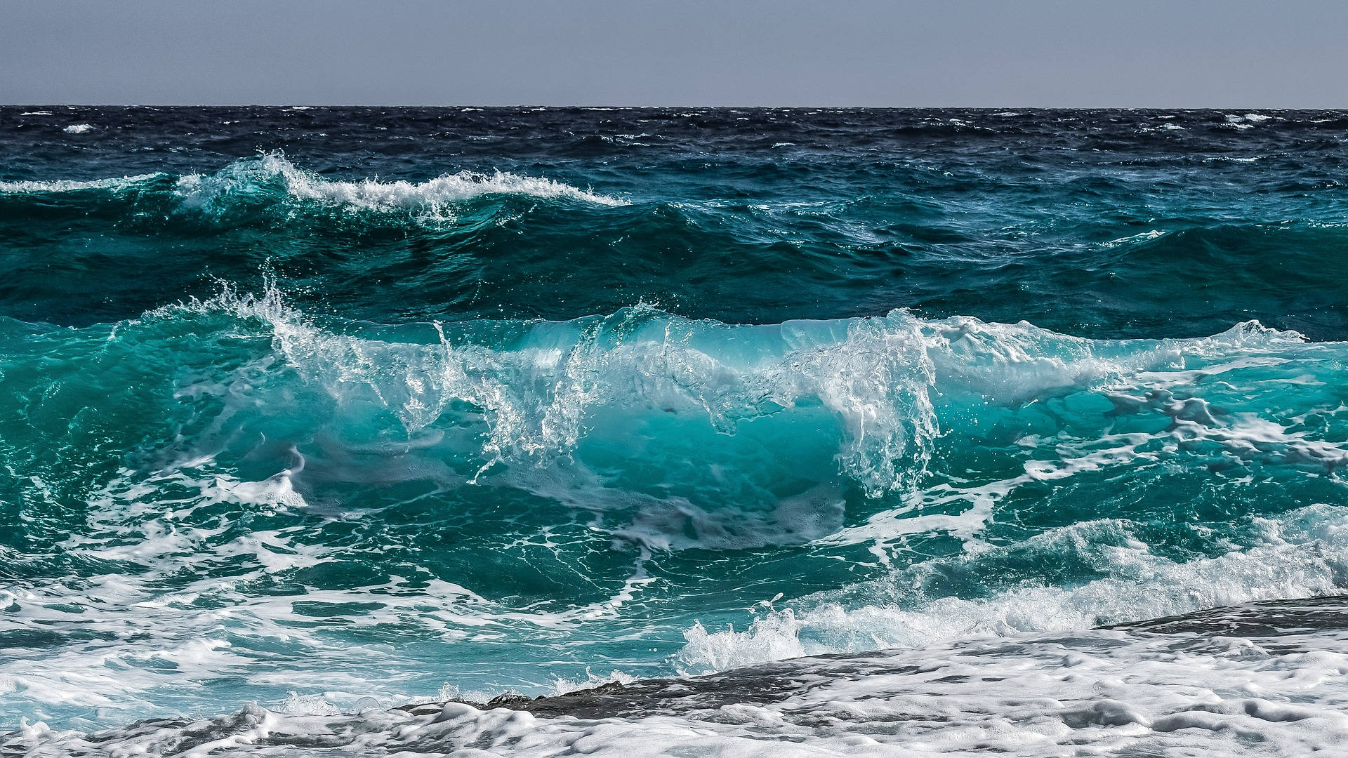 Ocean Waves Blue Color Hd