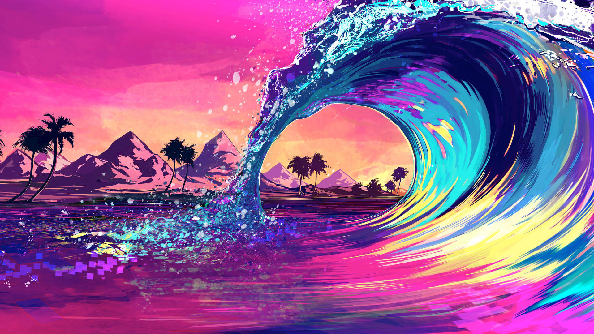 Ocean Waves Digital Art Background