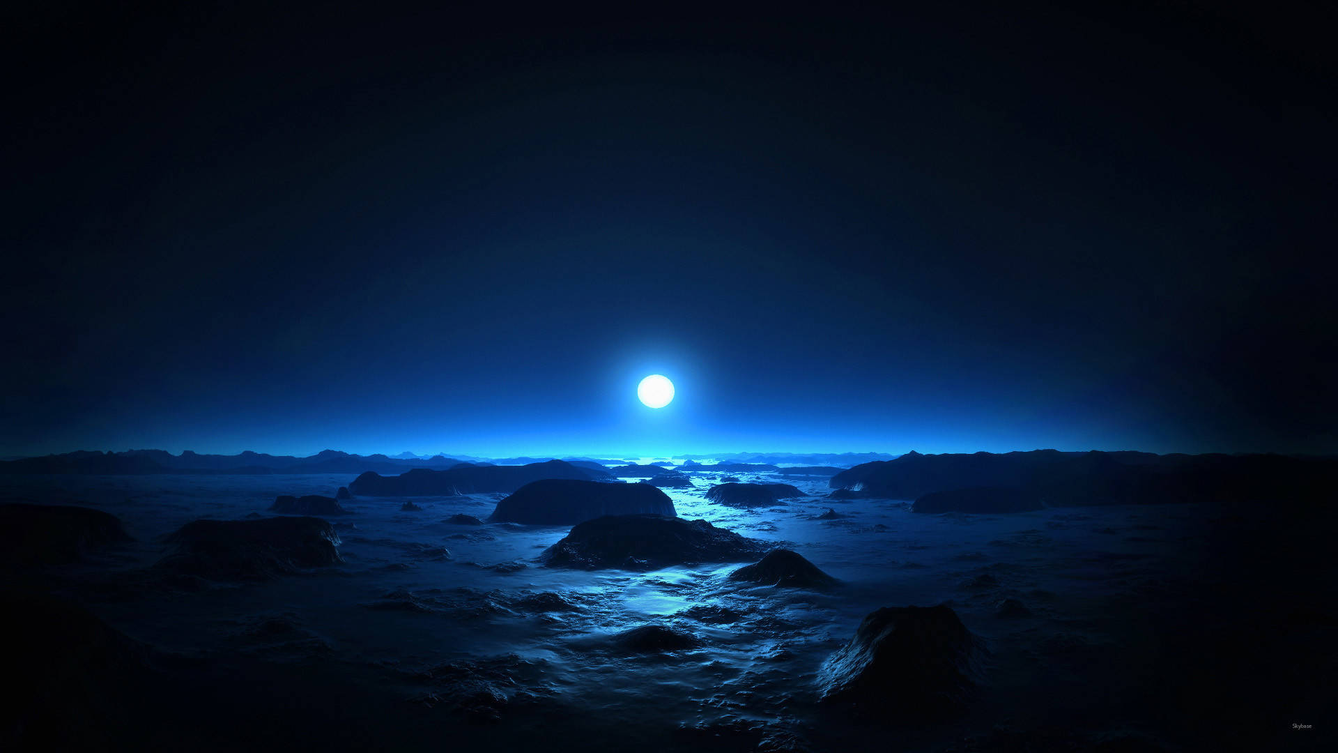 Ocean With Waves In Moonlight Background
