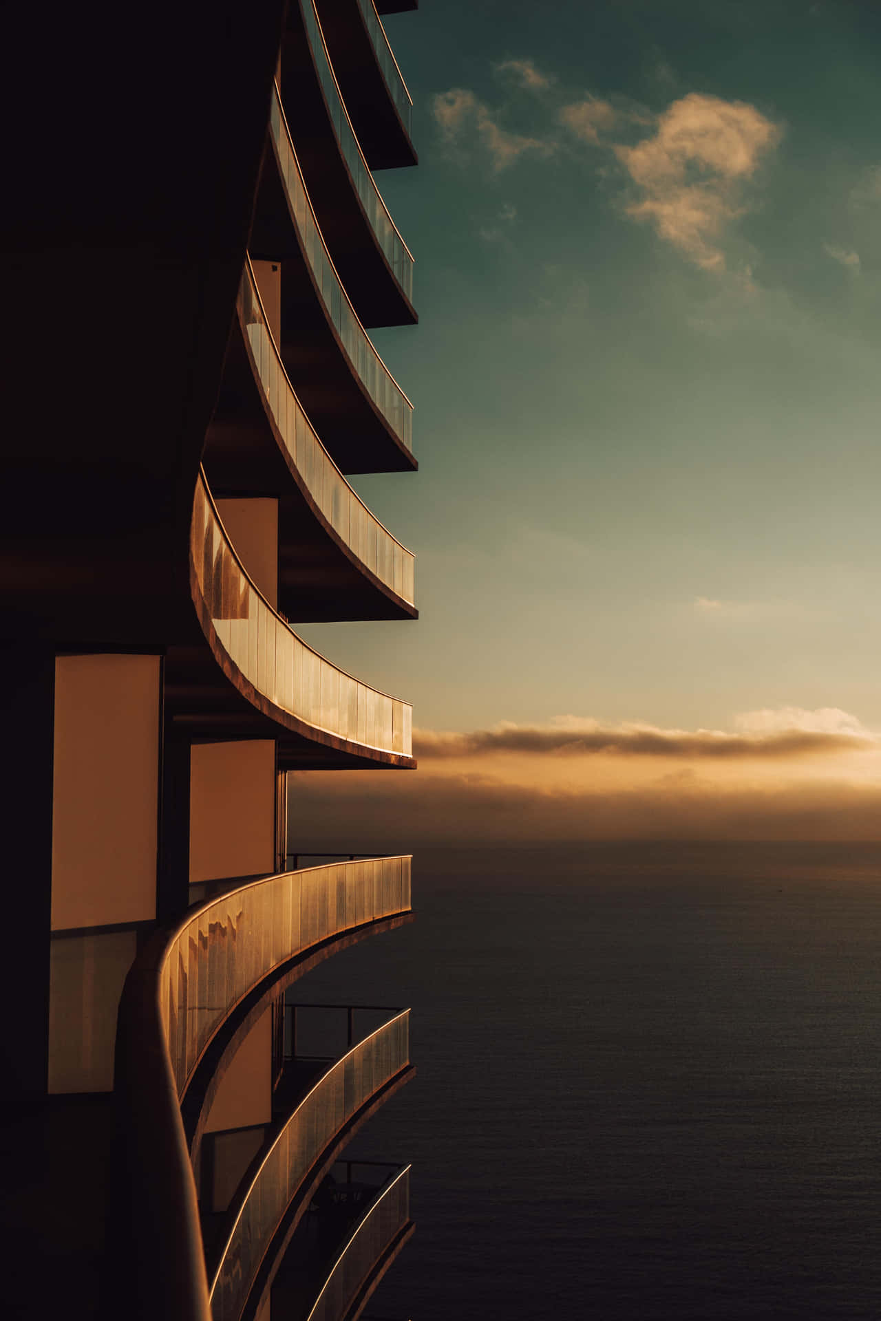 Oceanfront Structure With Dope Tumblr Balconies Background