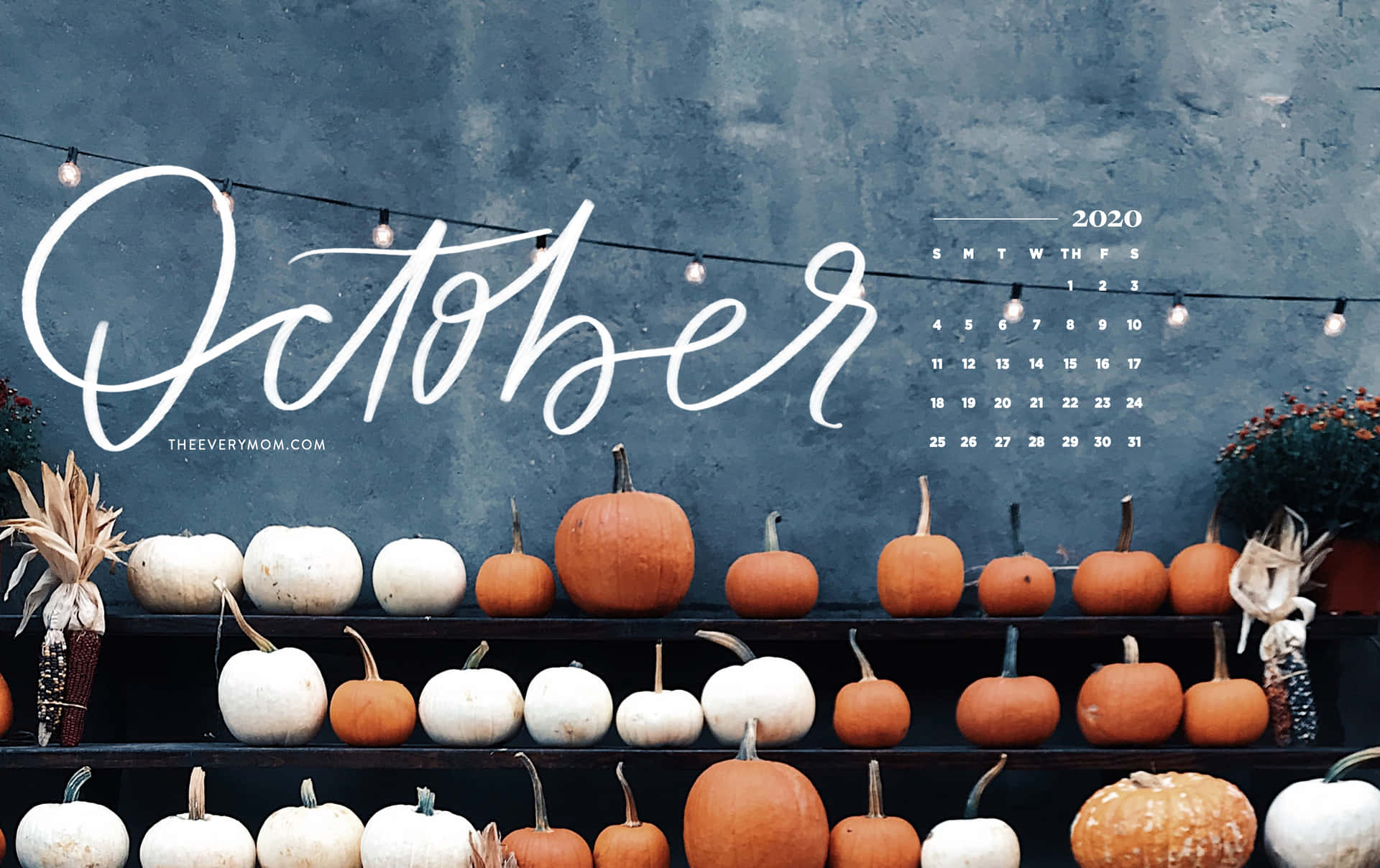 October 2019 Calendar With Pumpkins And Pumpkins Background