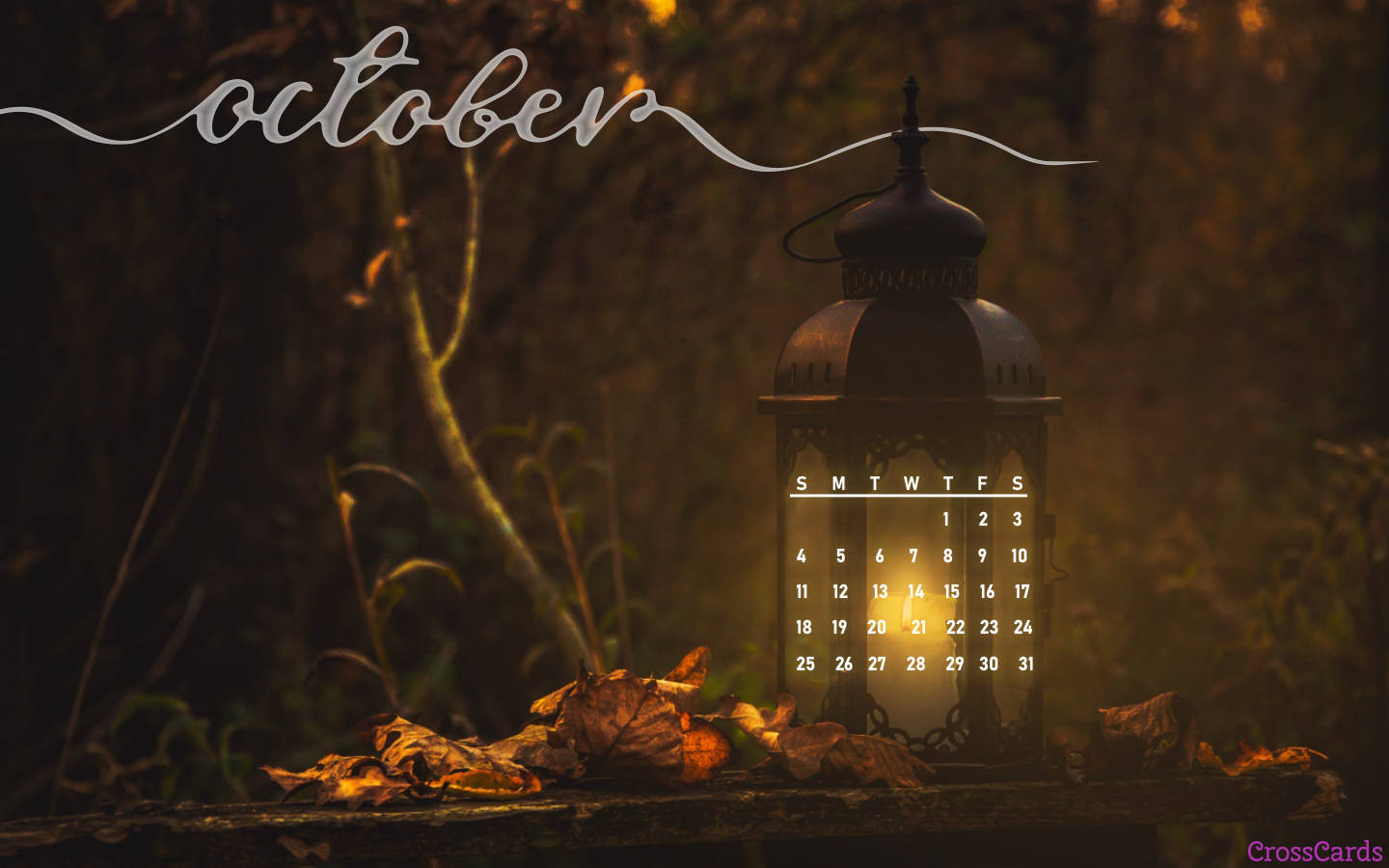 October 2020 Calendar Lantern Background