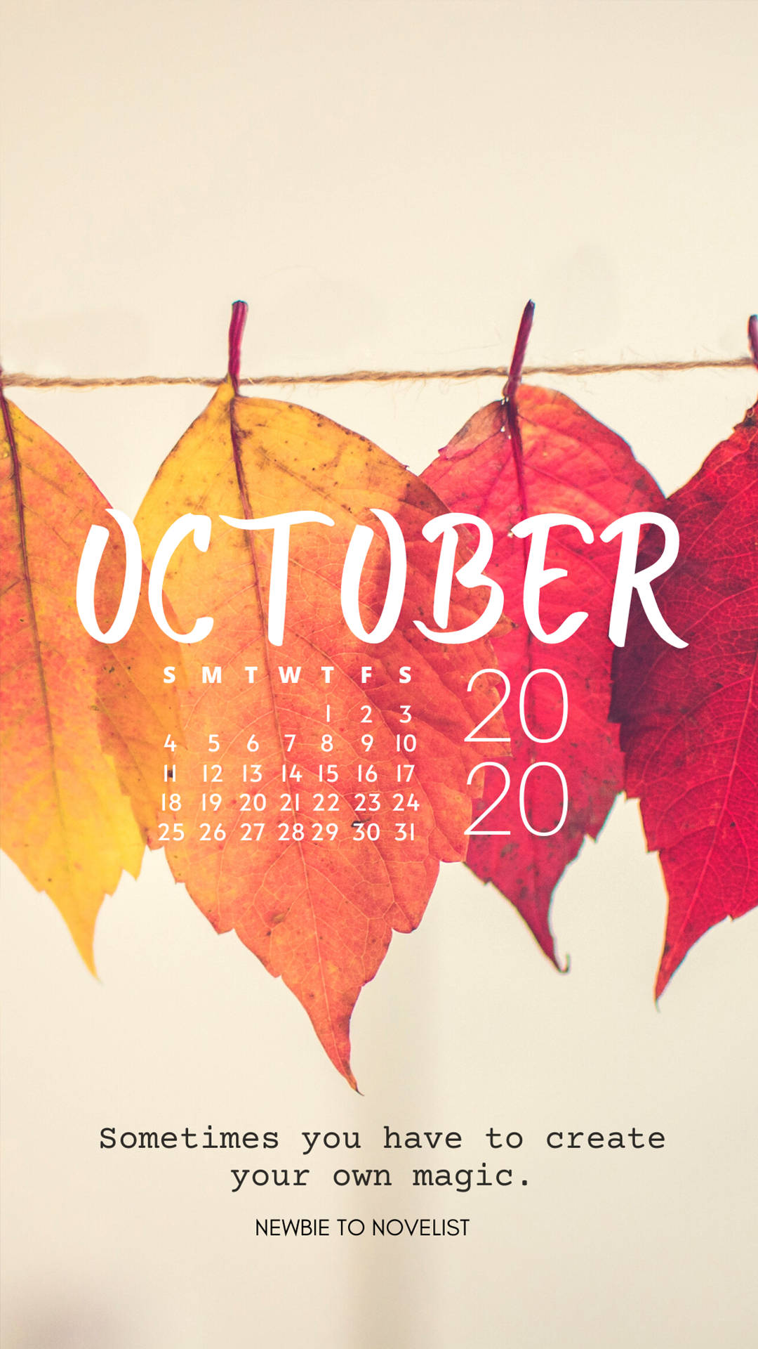 October 2020 Calendar Leaves Background