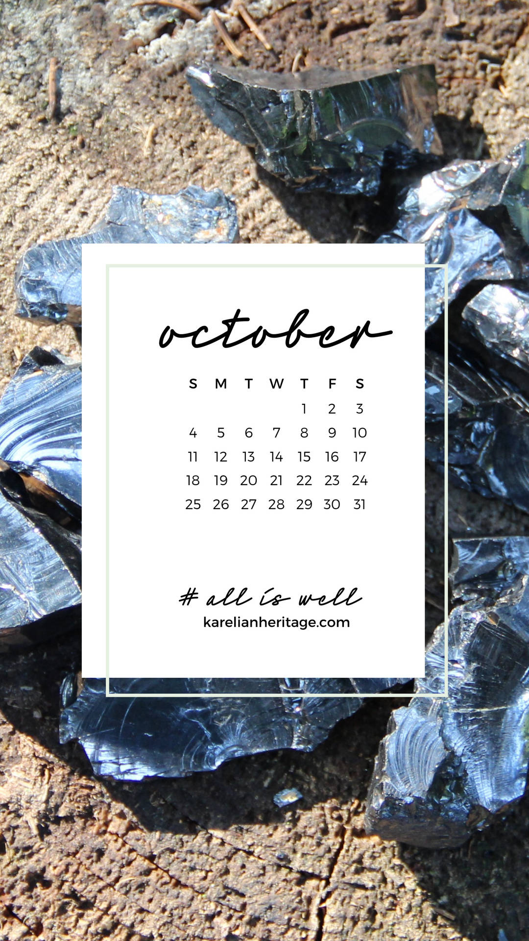 October 2020 Calendar Rocks Background