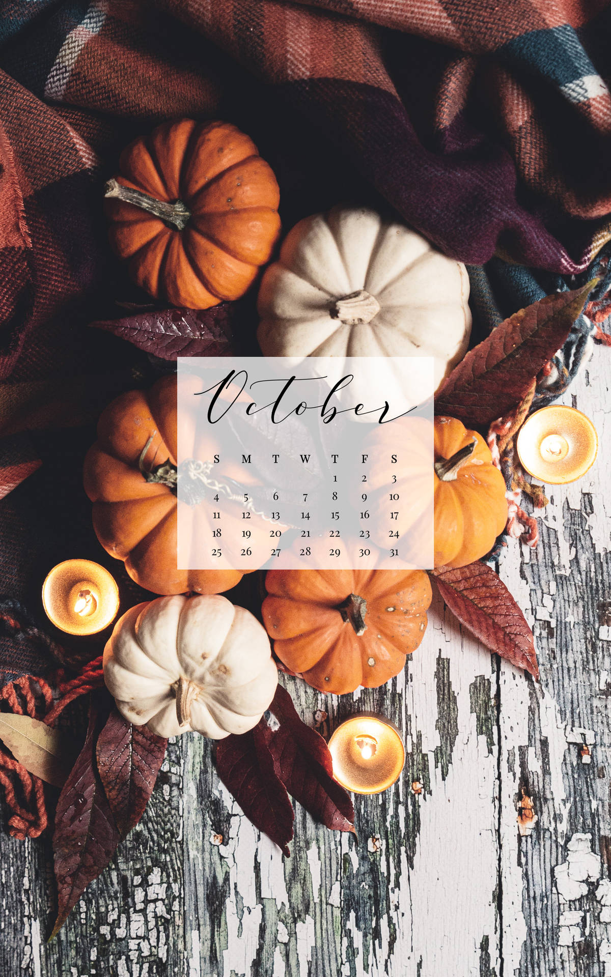 October 2020 Calendar Table Background