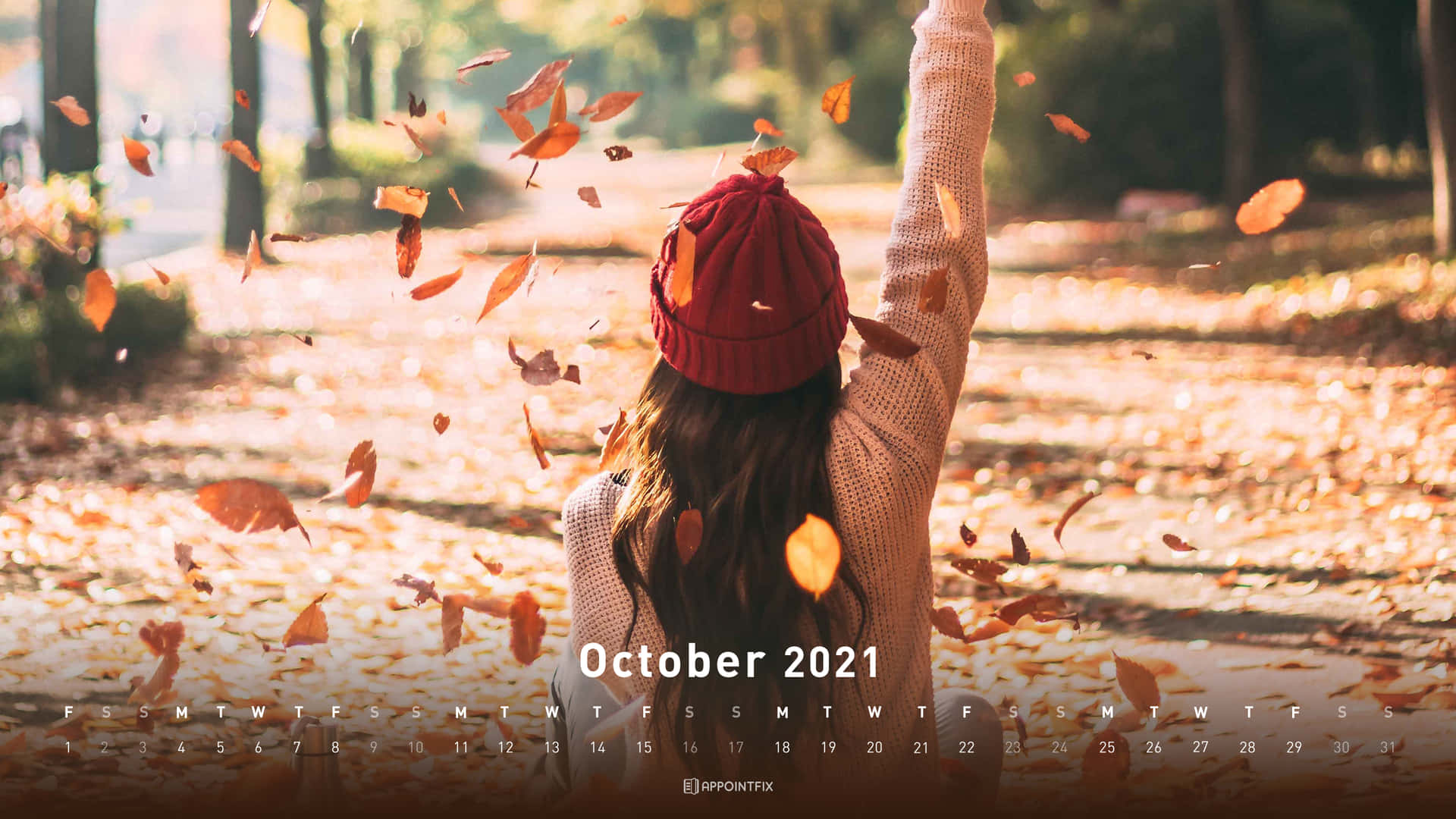 October 2020 Calendar With A Woman In A Hat Background