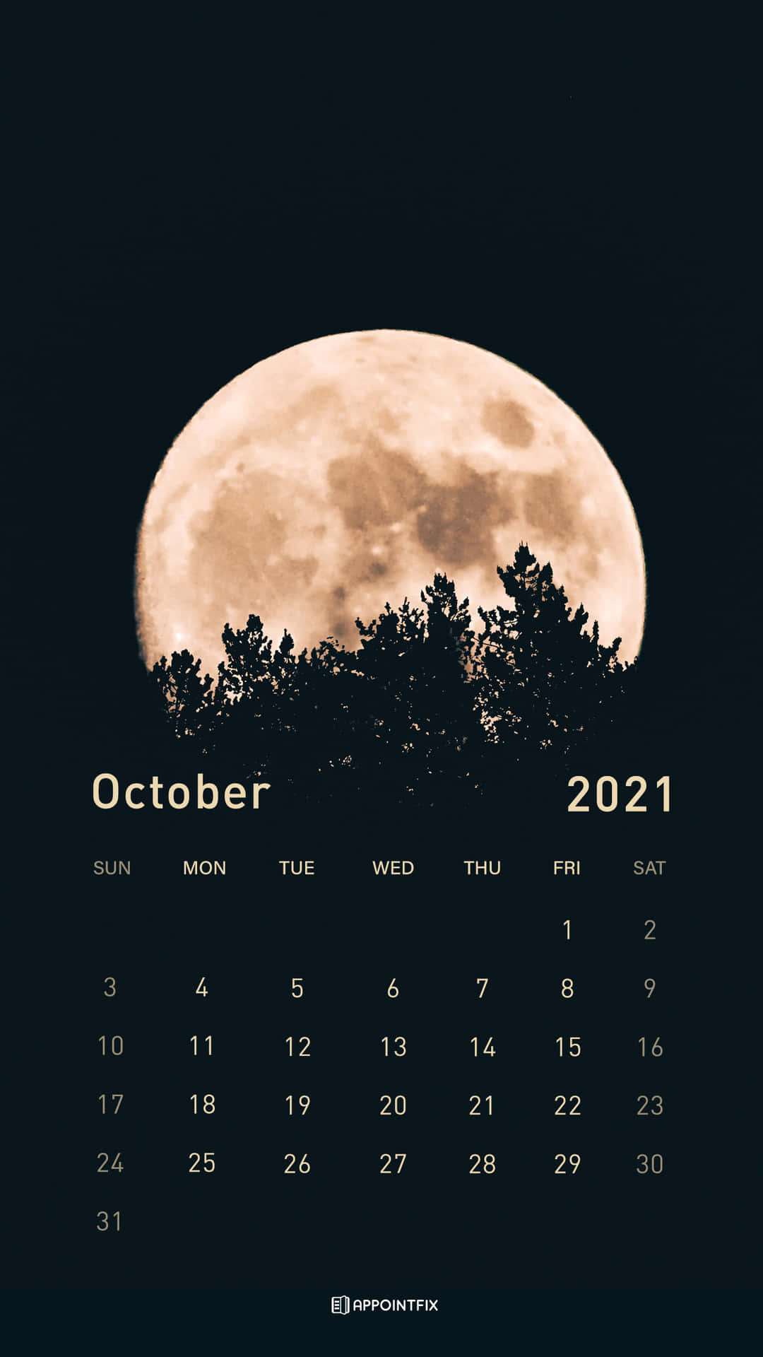 October 2021 Calendar 1440 X 2560 Background