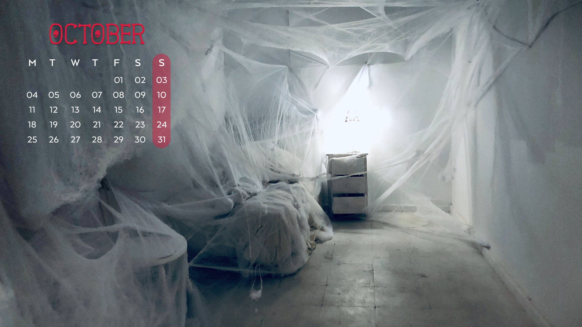 October 2021 Calendar Horror Room Background