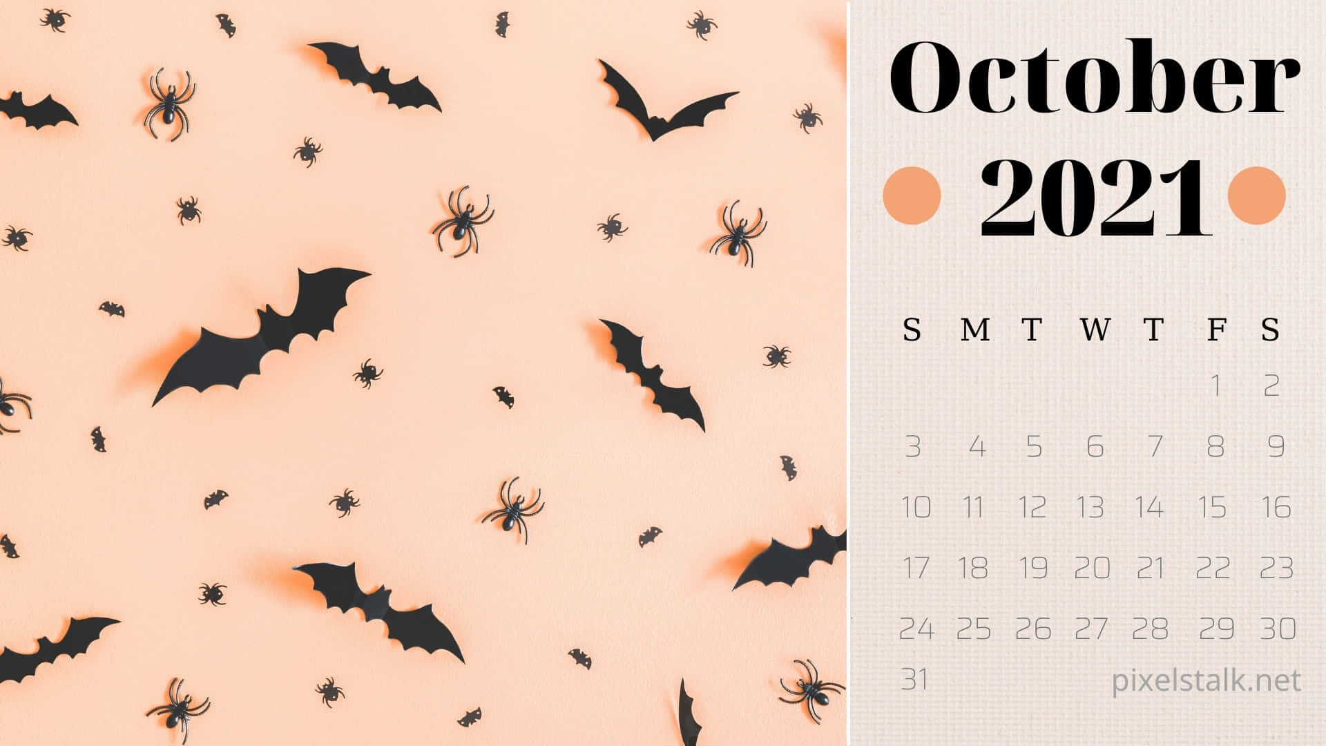 October 2021 Calendar With Bats And Bats Background