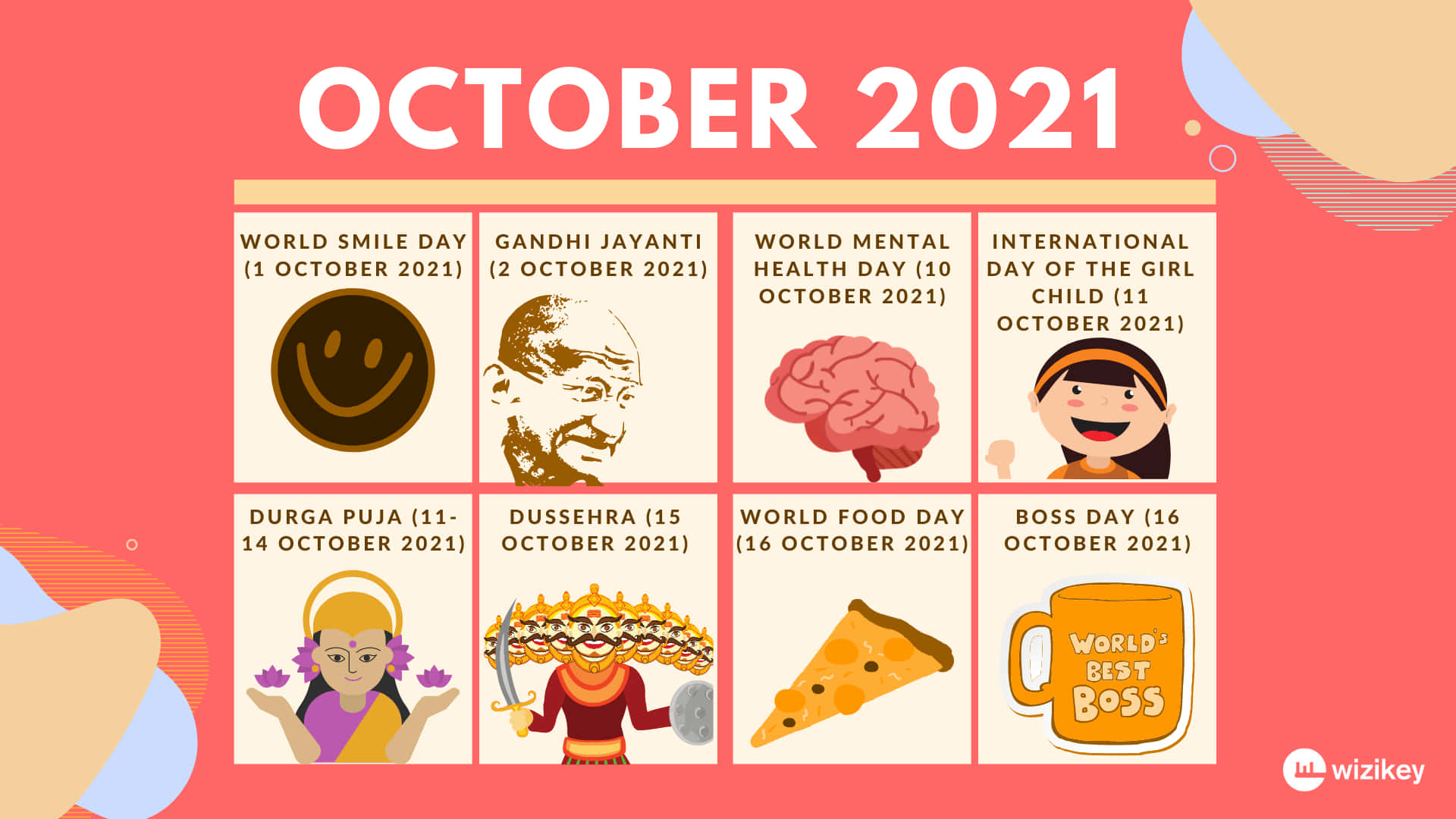 October 2021 Calendar With Different Images Background