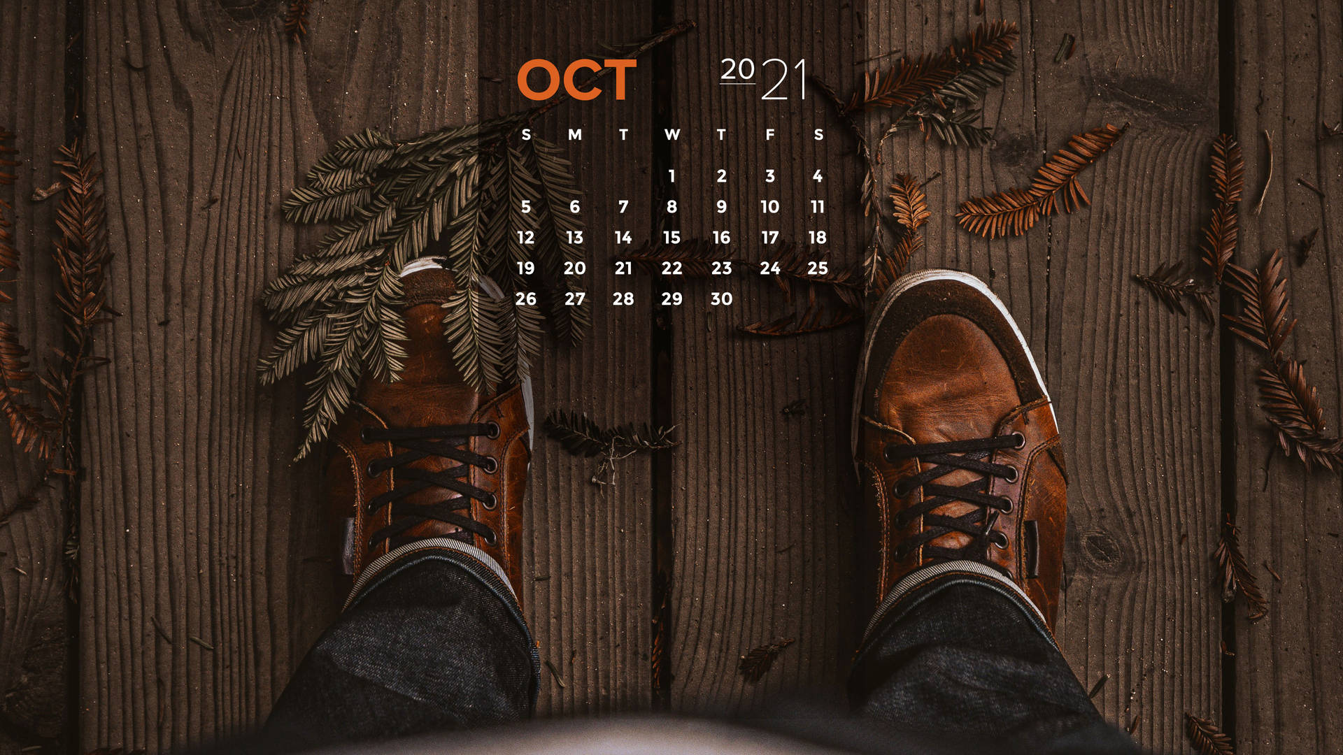 October Calendar 2021 Boardwalk Background