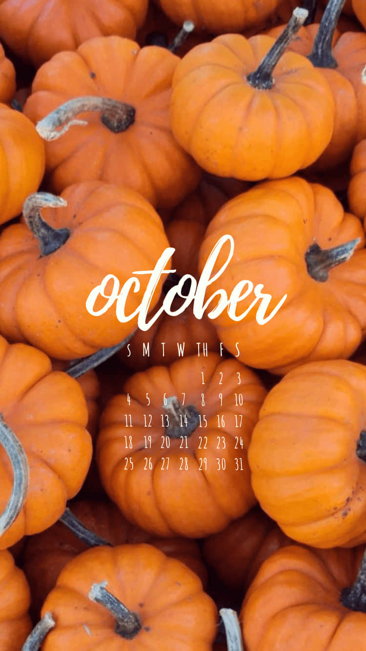 October Calendar With Pumpkins On It Background