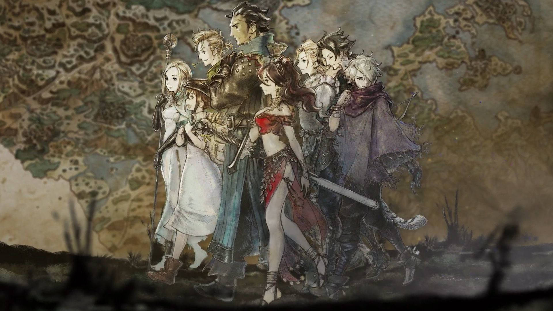 Octopath Traveler Heroes And Map Background
