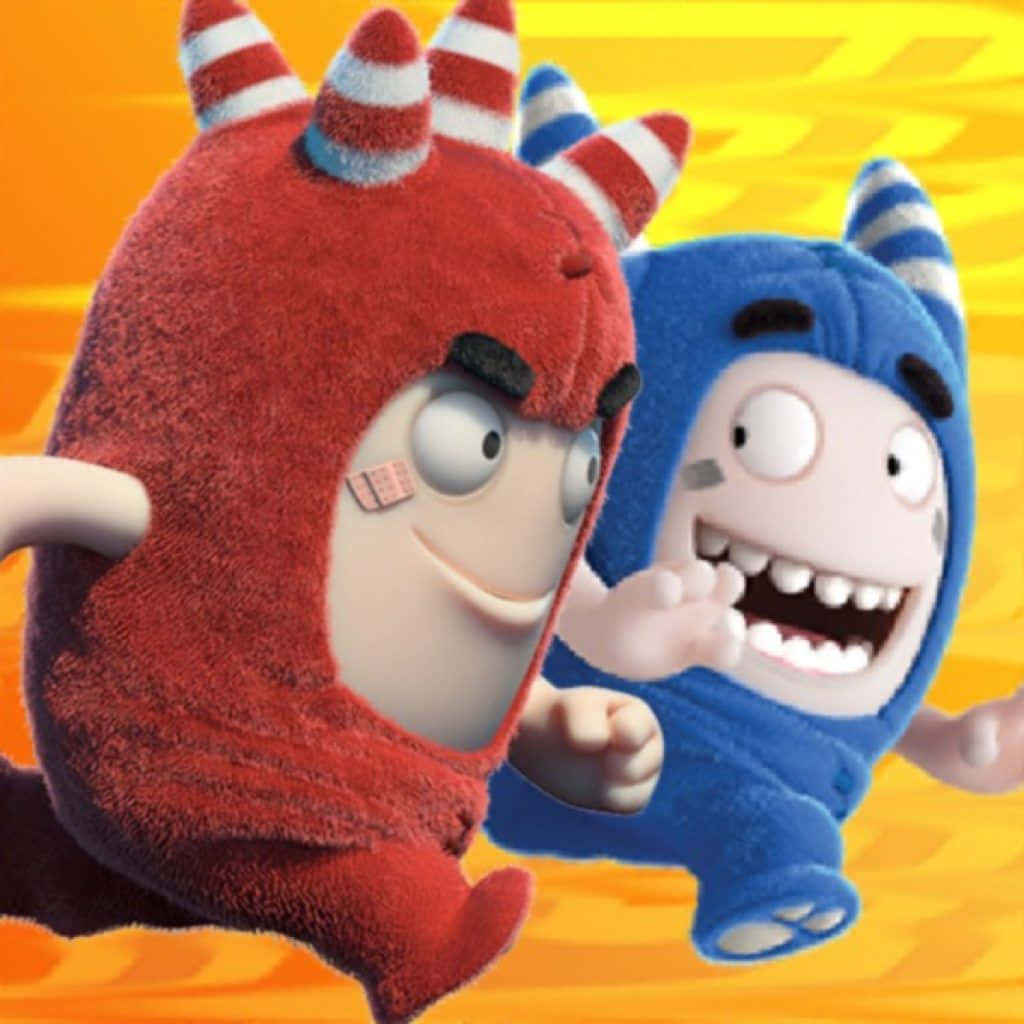 Oddbods Show Characters Fuse And Pogo Running Background