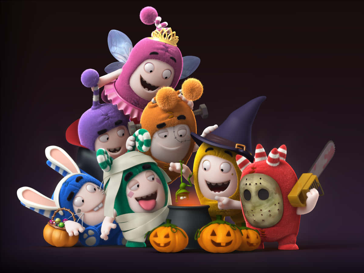 Oddbods Show Characters Halloween Illustration Background