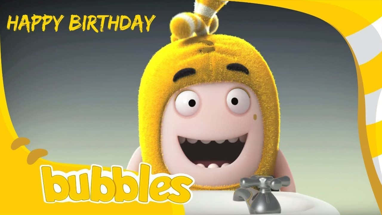 Oddbods Show Yellow Character Bubbles Birthday Illustration