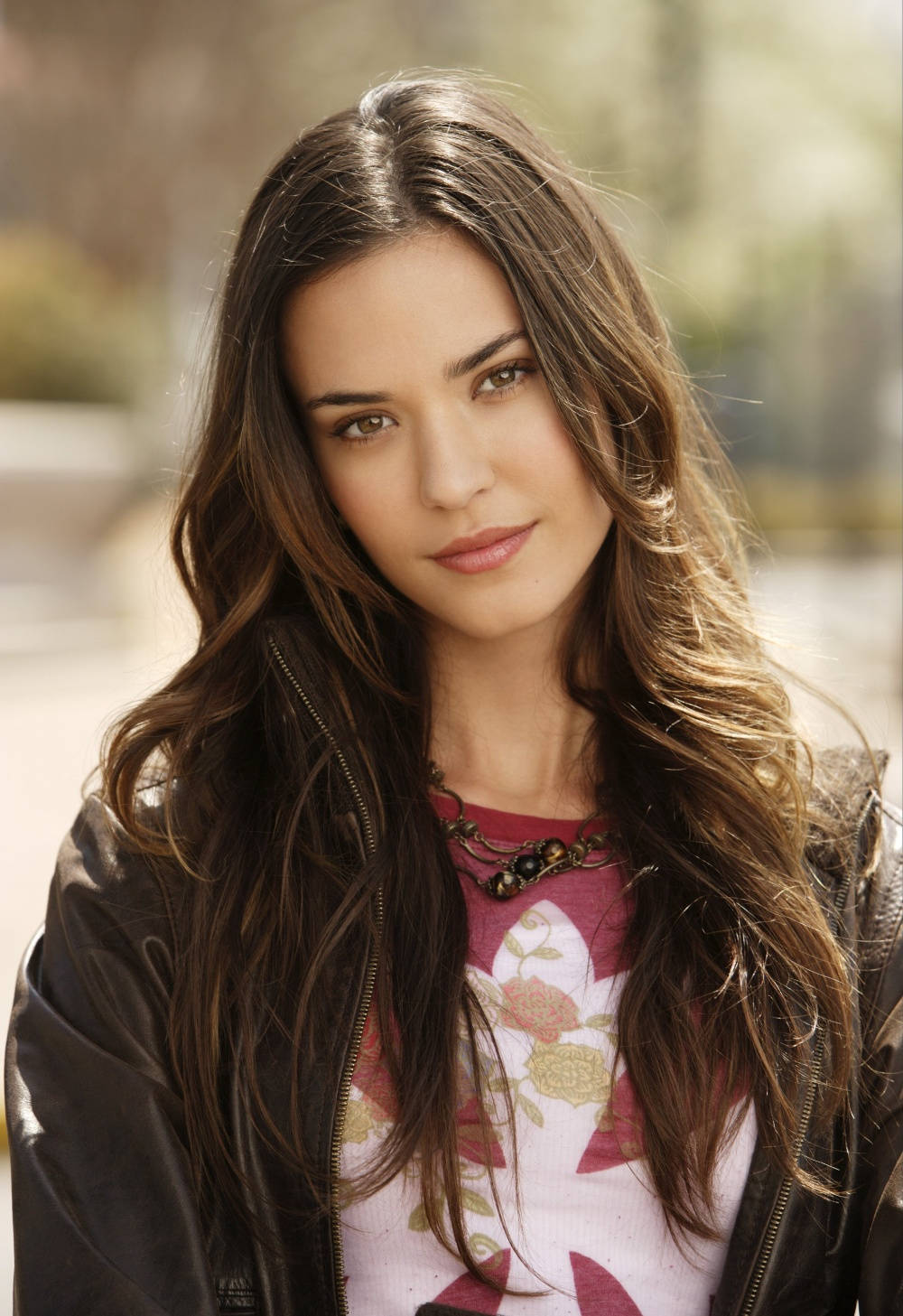 Odette Annable In Floral Shirt Background