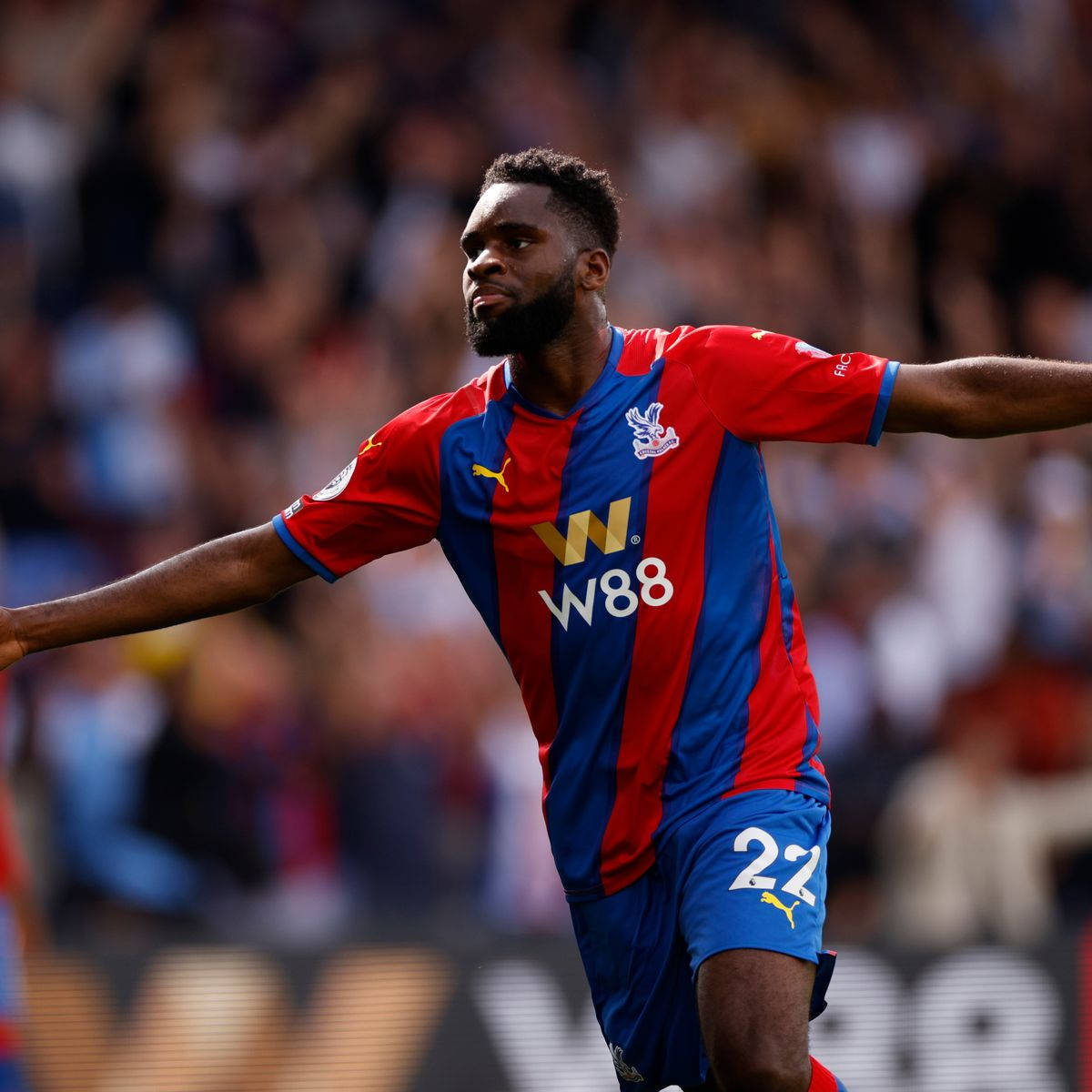 Odsonne Edouard Wearing Blue And Red Background