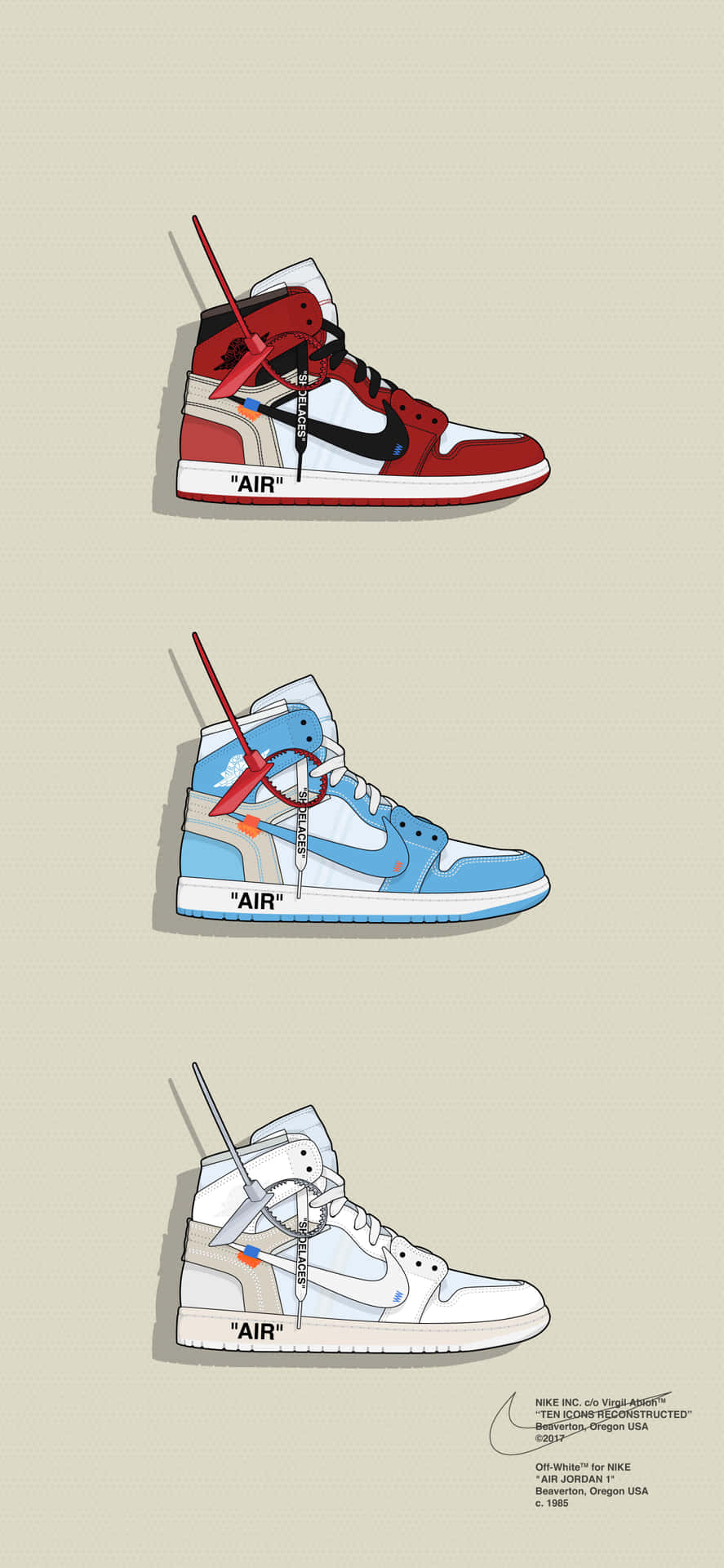 Off White Jordan 1 Drawings Background