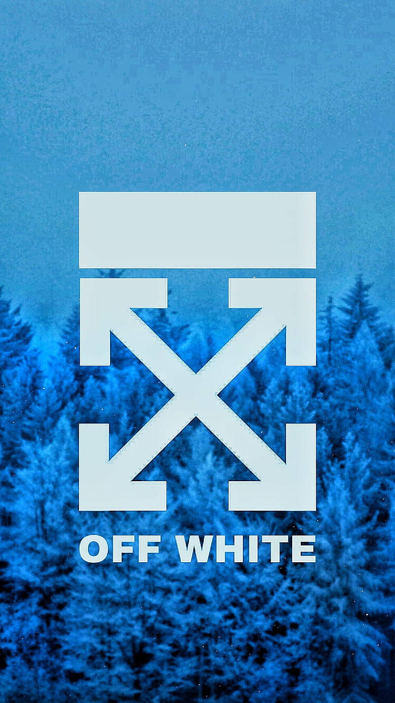 Off White Logo Blue Pine Trees Background