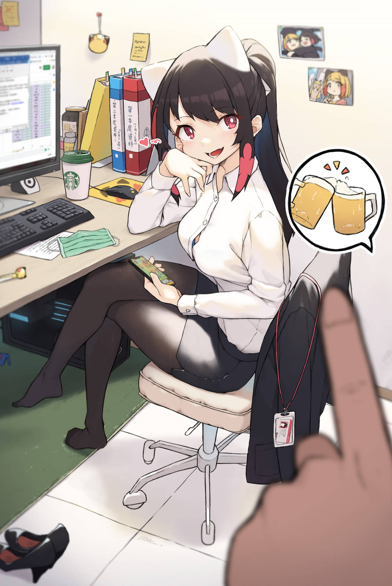 Office Catgirl Background