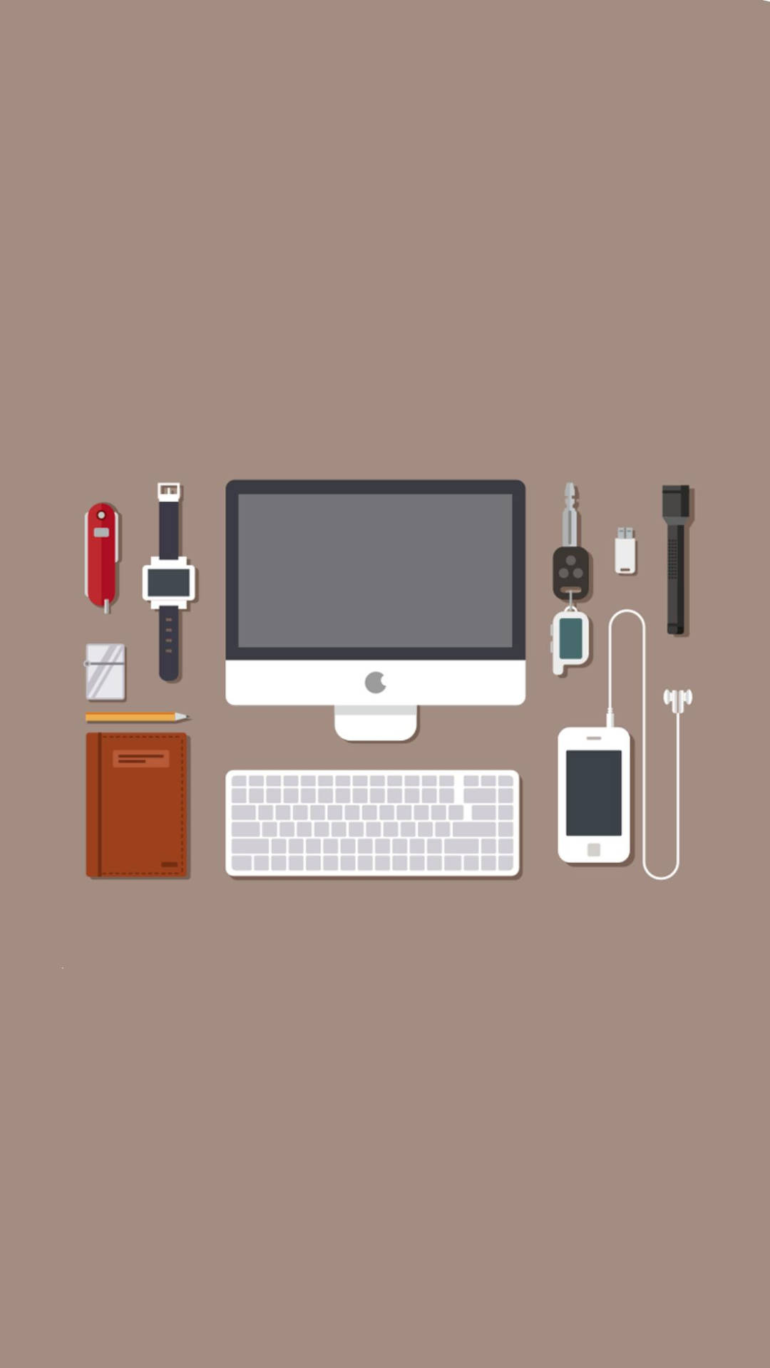 Office Desk Essentials Minimalist Iphone Background