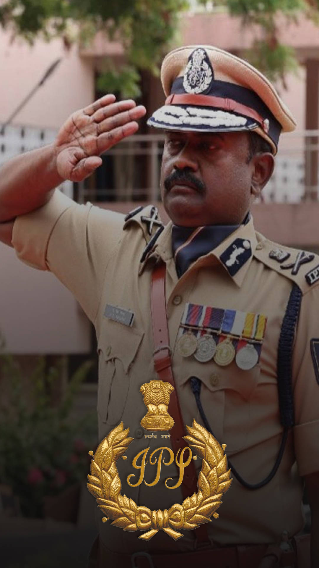 Officer Saluting - Ips Logo Background