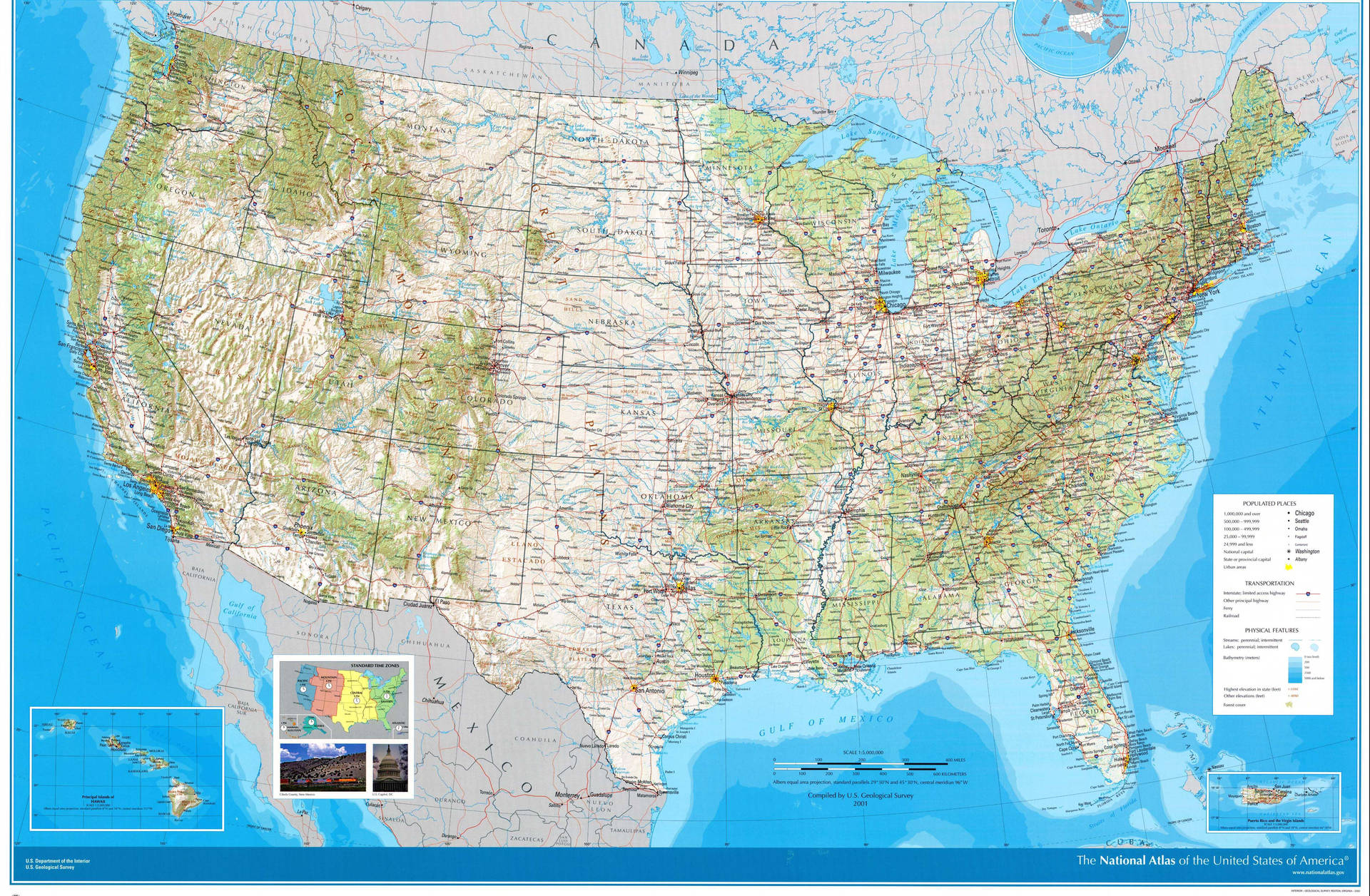 Official United States Map Flat Background