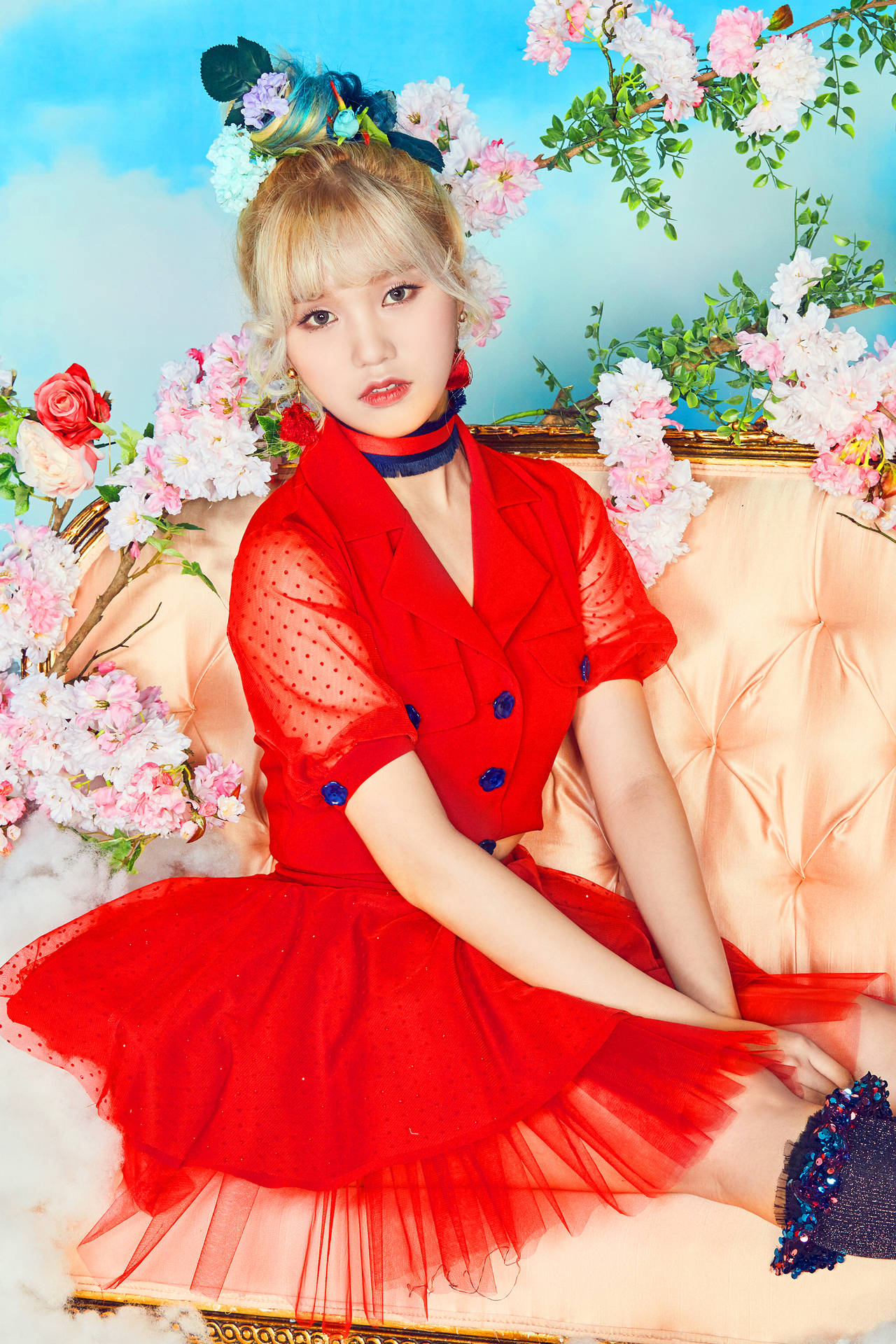 Oh My Girl Mimi In Red Background