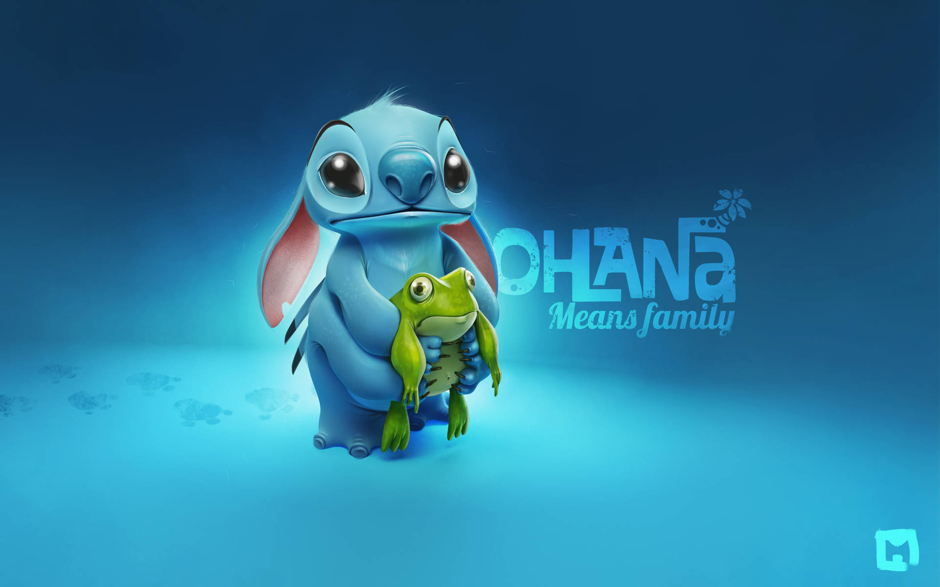 Ohana And Stitch 3d Style Drawing Background