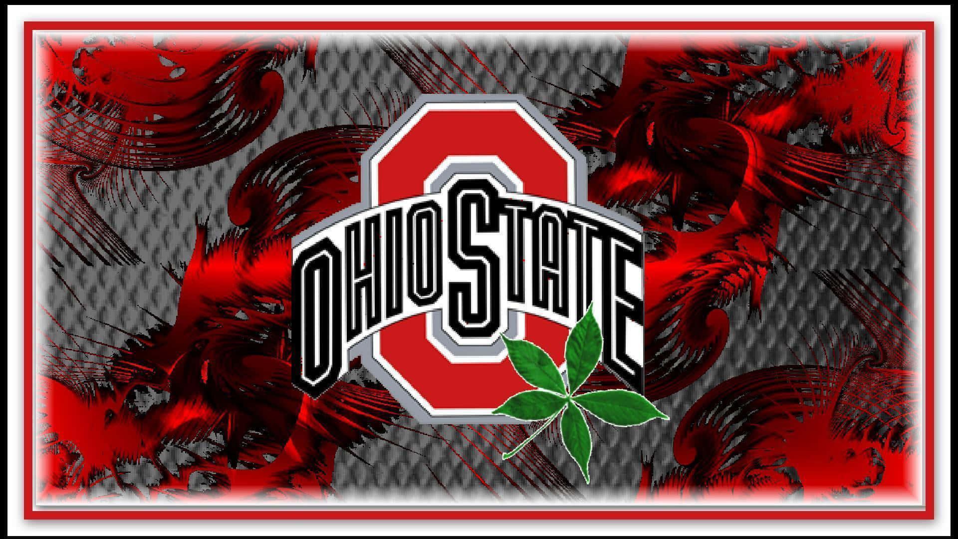 Ohio State Football Team Logo With Buckeye Leaf Background