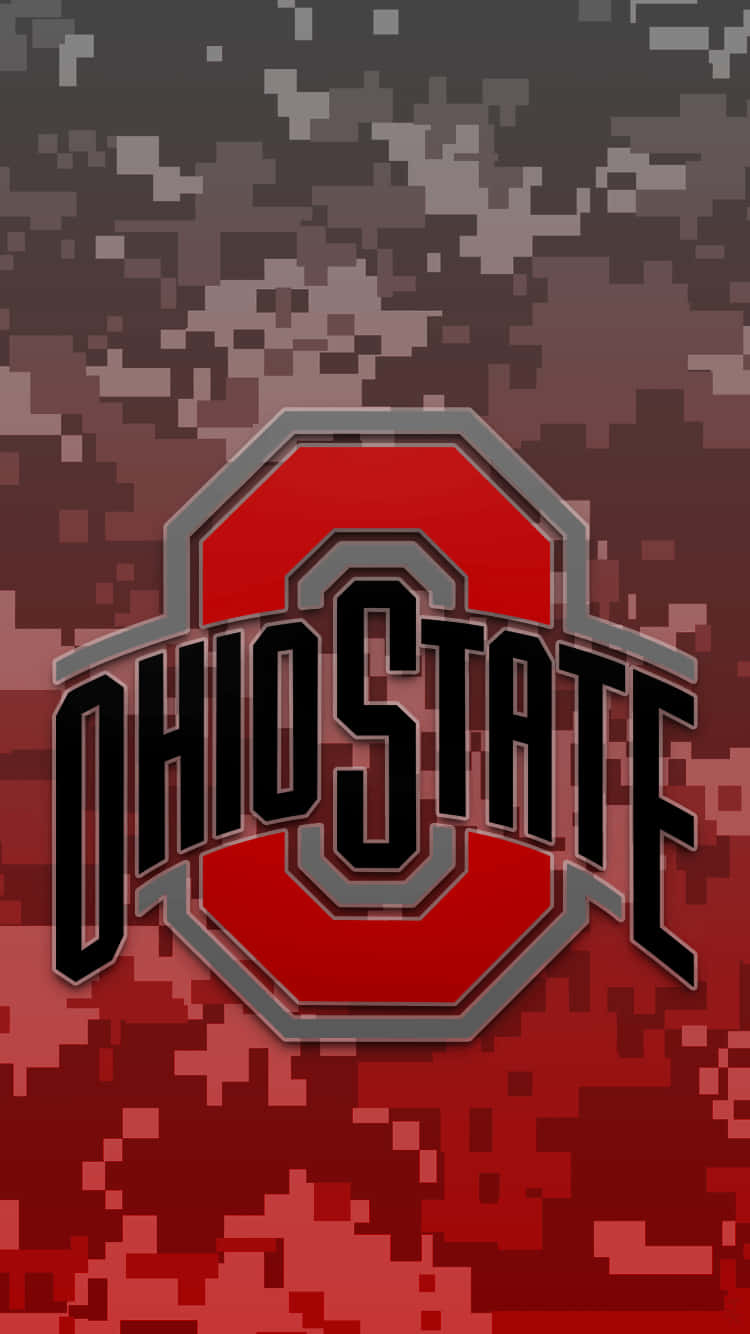 Ohio State Logo On A Red And Black Camouflage Background