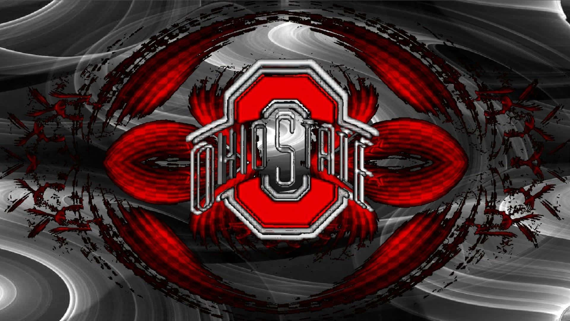 Ohio State Logo Red And Silver Abstract Design Background