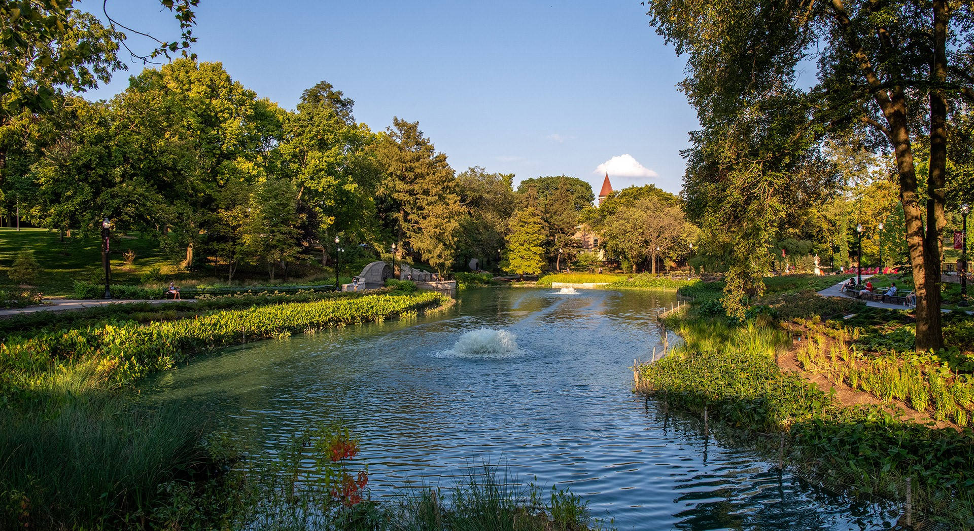 Ohio State University Sunny Mirror Lake Background