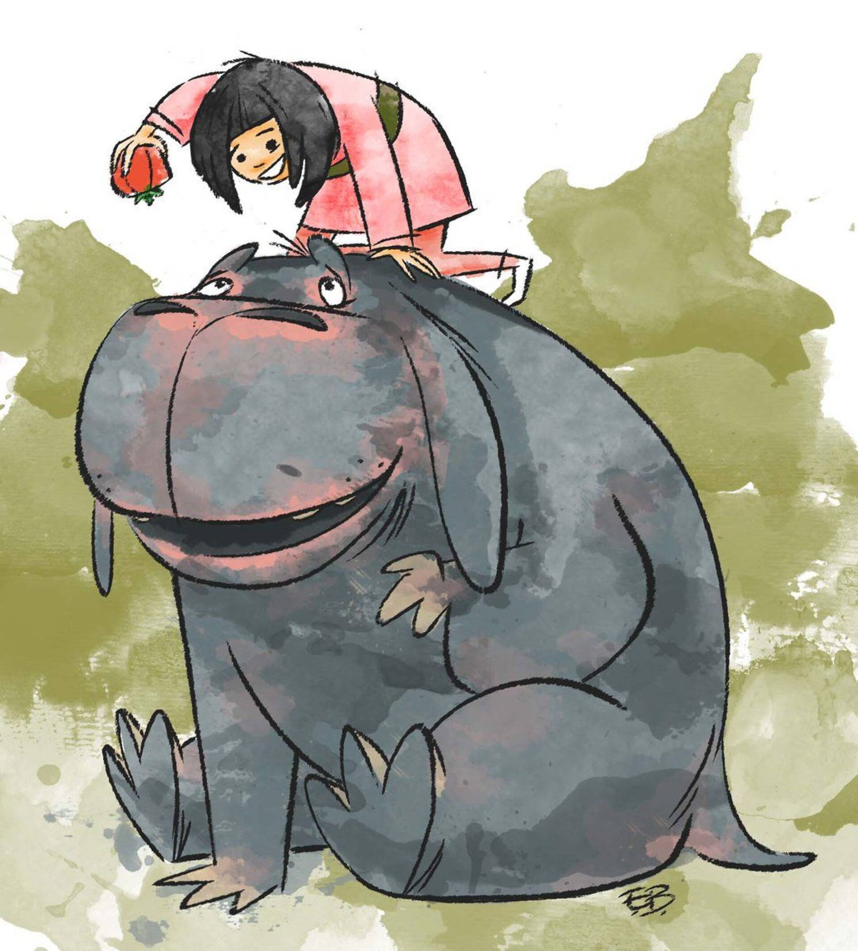 Okja Blotted Cartoon Art Background