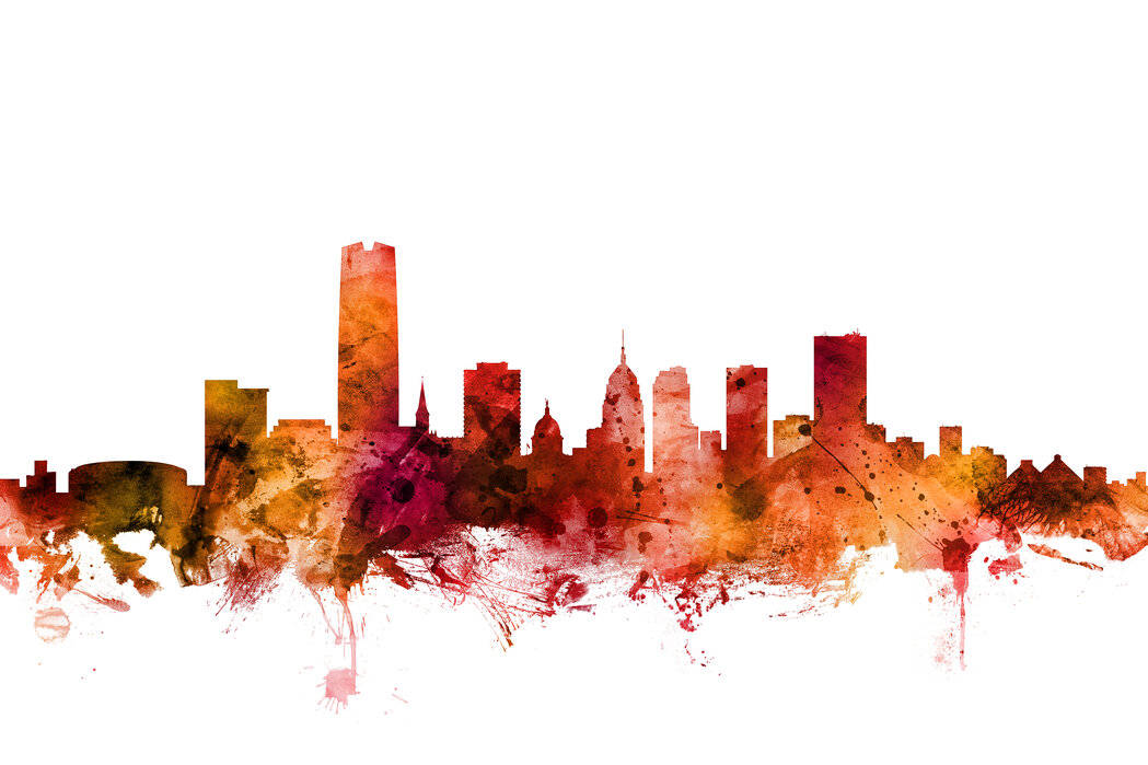 Oklahoma City Orange Illustration White Background