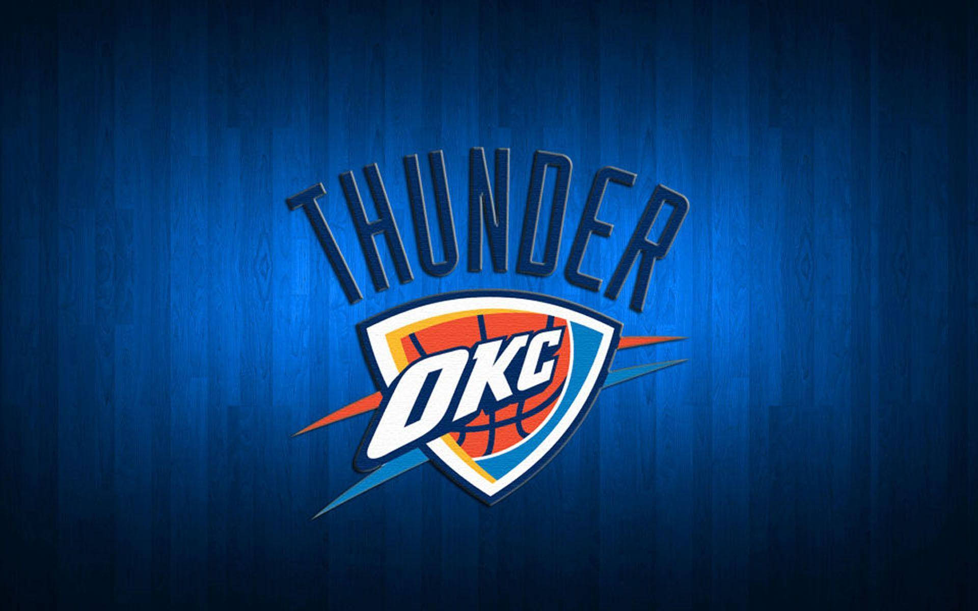 Oklahoma City Thunder On Blue Panels Background